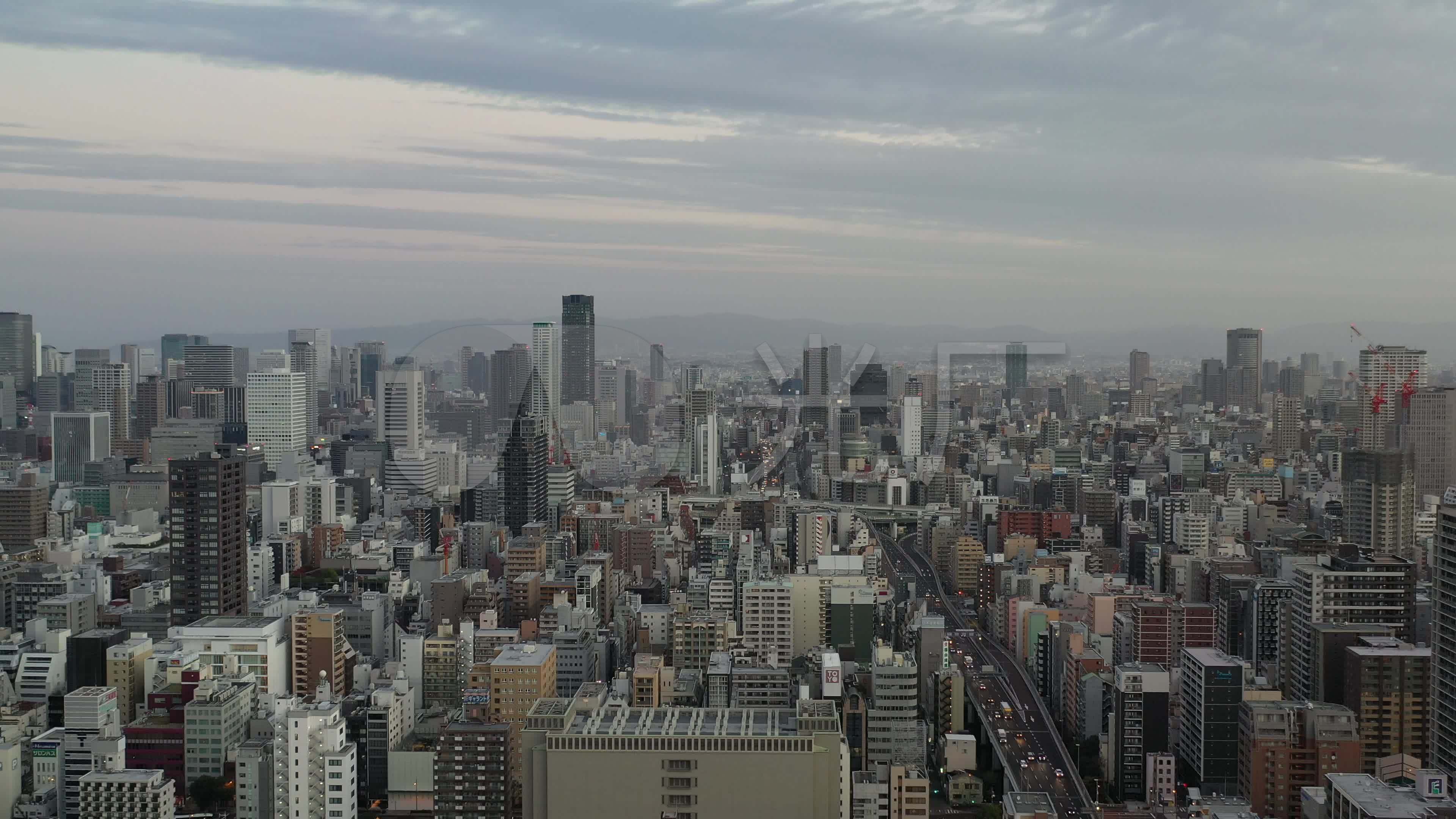 原创航拍:日本人口第三大城市——大阪_3840x2160_高清视频素材下载