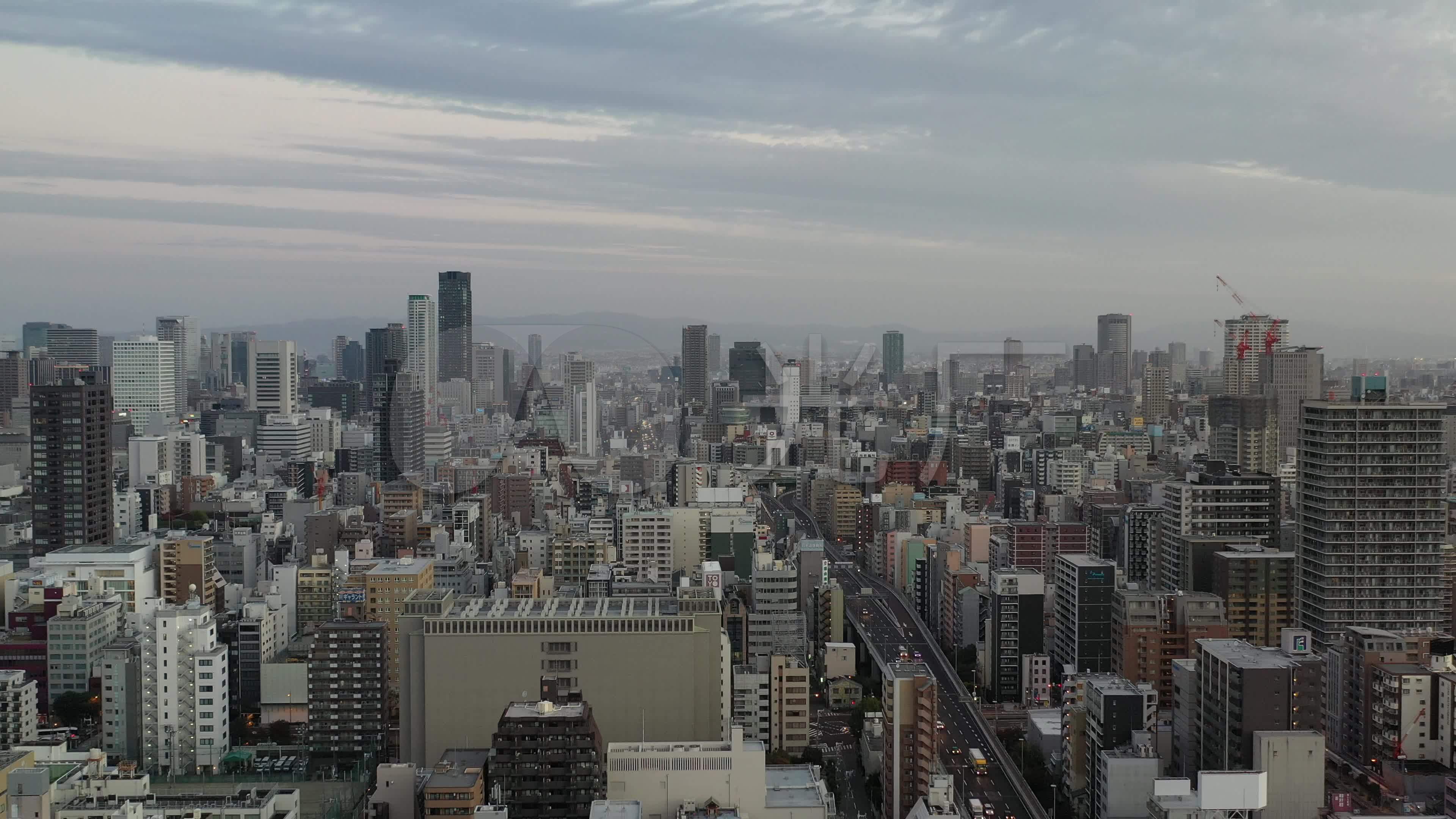 原创航拍:日本人口第三大城市——大阪_3840x2160_高清视频素材下载