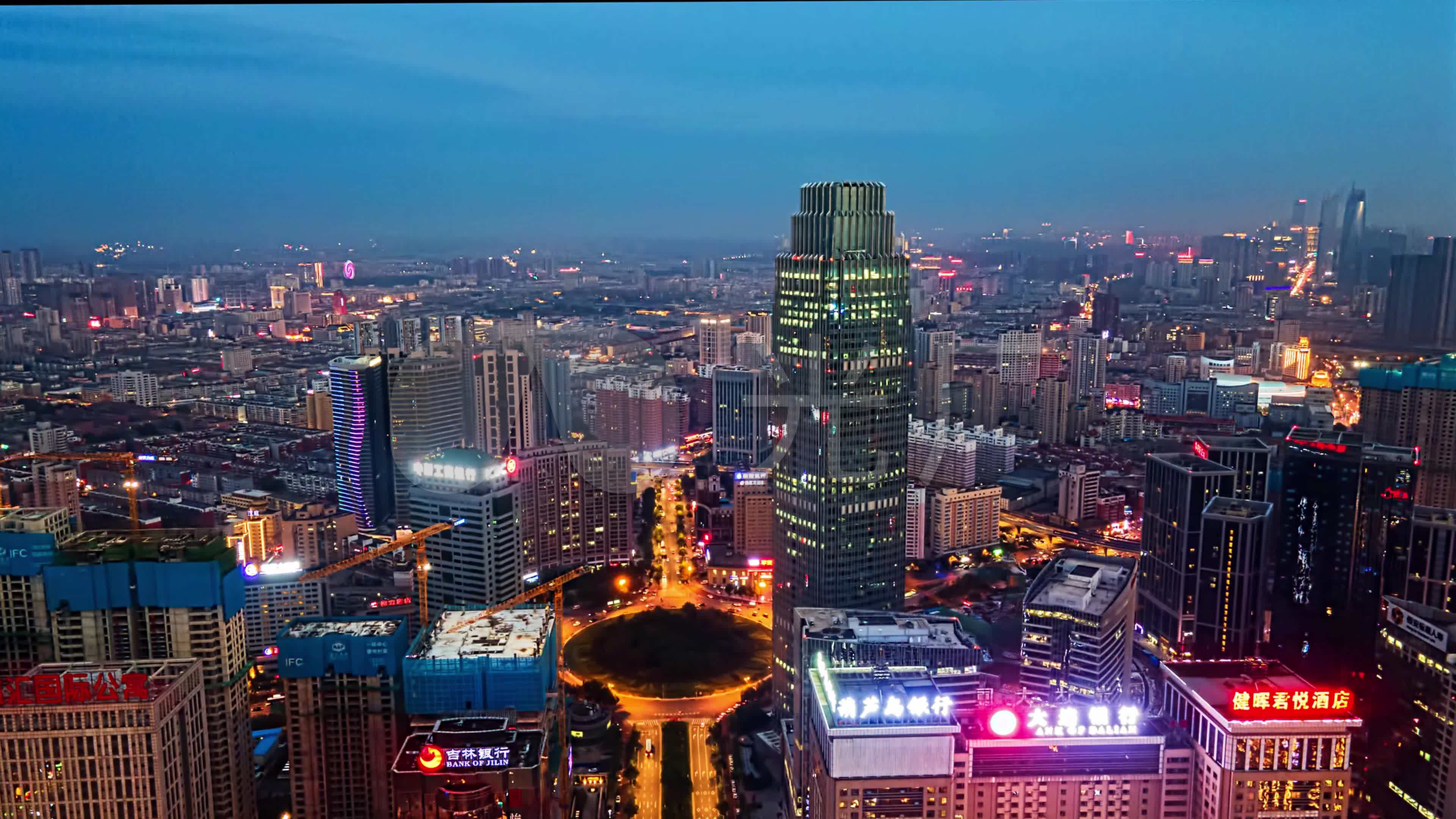 沈阳北站cbd摩天大楼新地中心夜景航拍