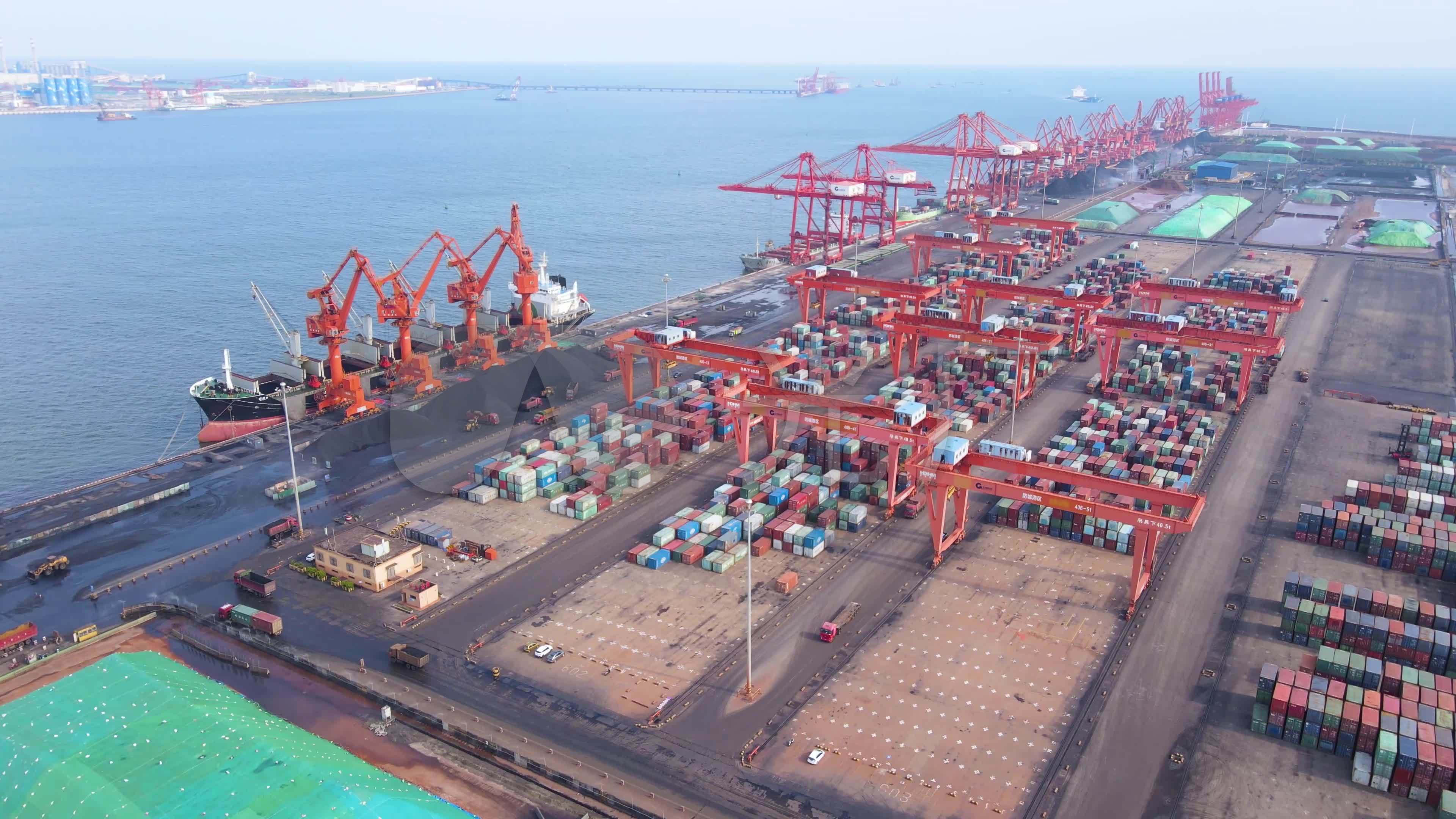 4k航拍防城港港口物流码头_3840x2160_高清视频素材下载(编号:6248233