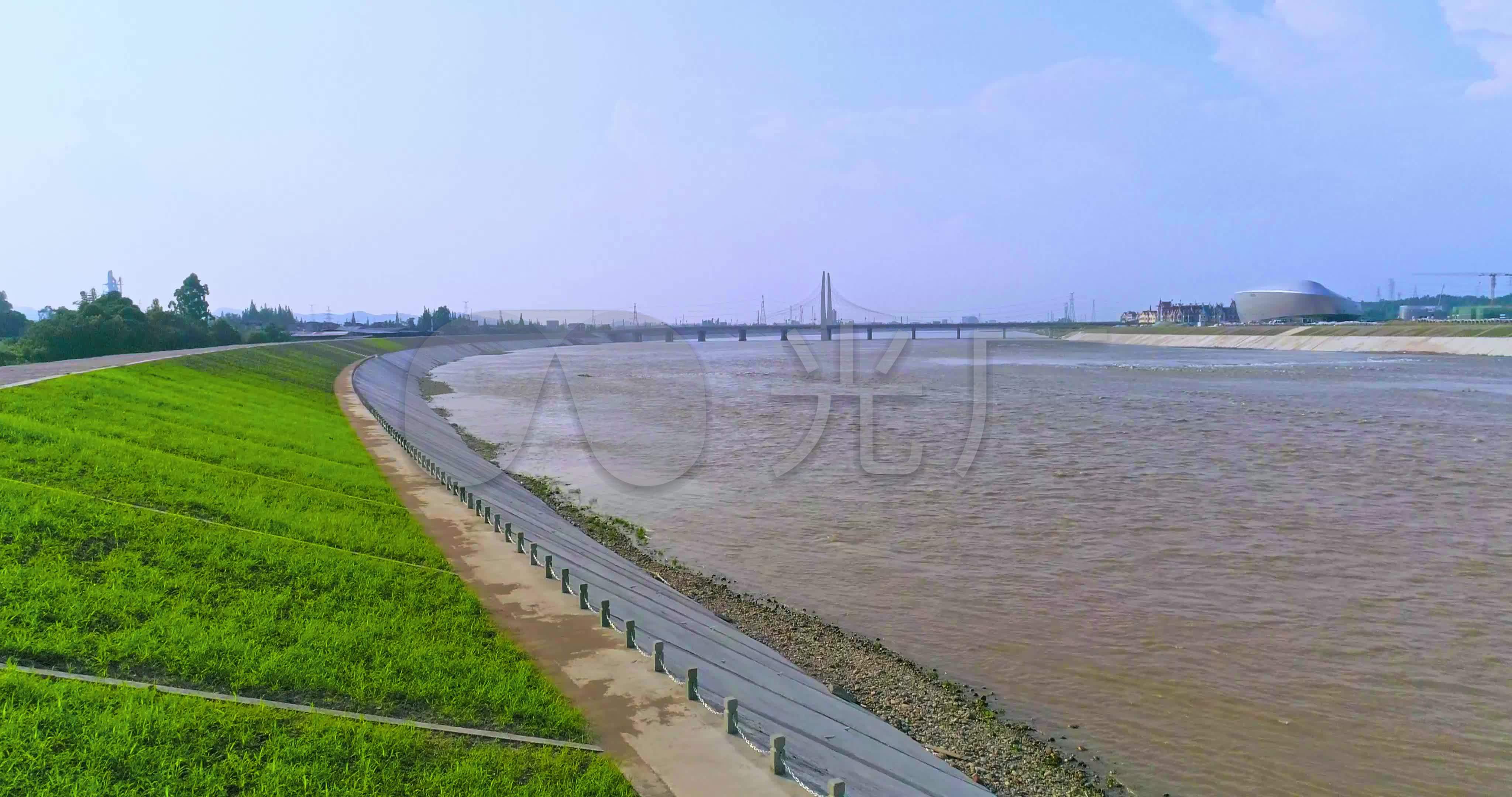 大江大河的河岸堤坝_4096x2160_高清视频素材下载(编号:6262645)_实拍