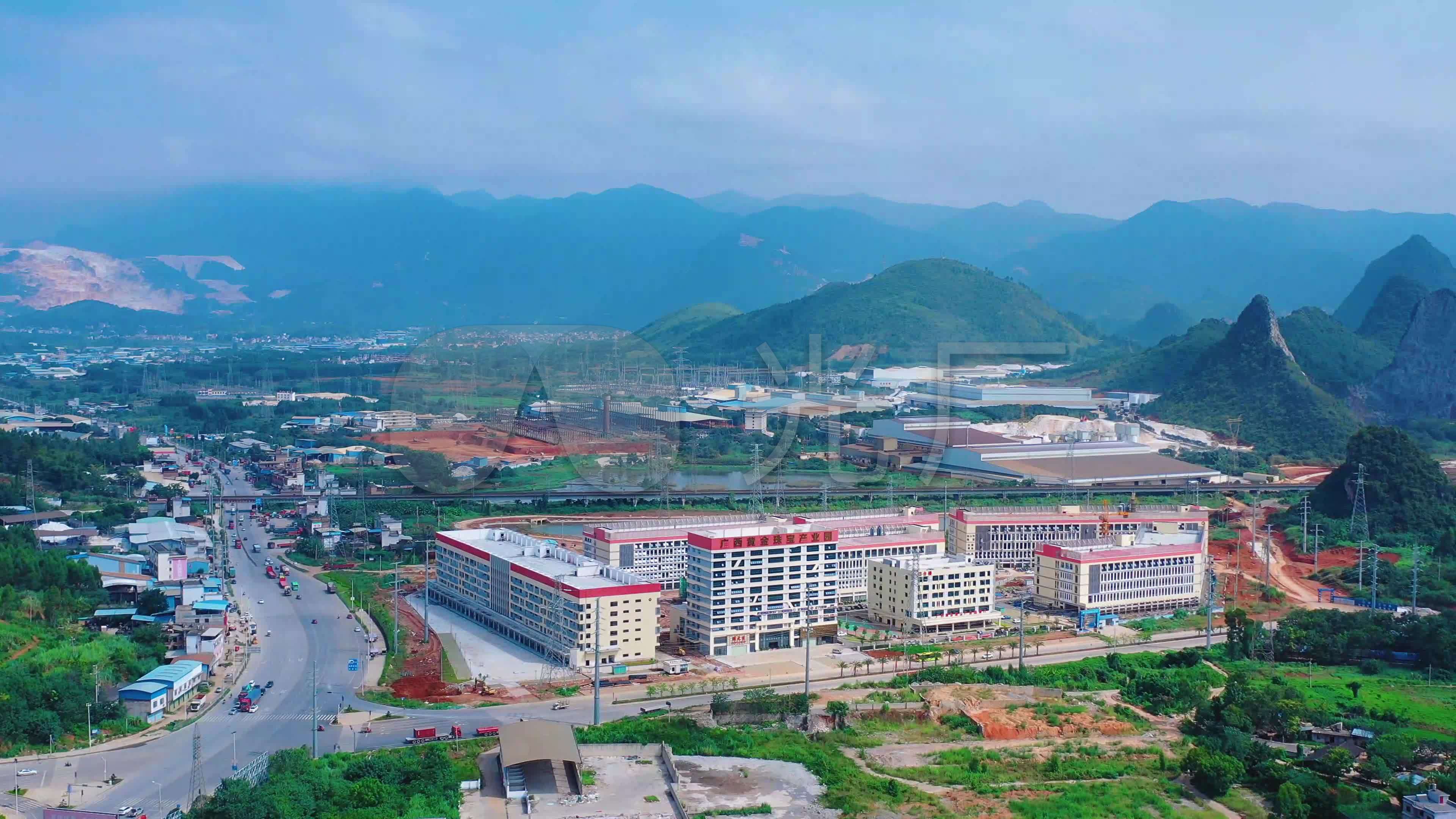 广西贺州平桂区的工业园航拍_3840x2160_高清视频素材下载(编号