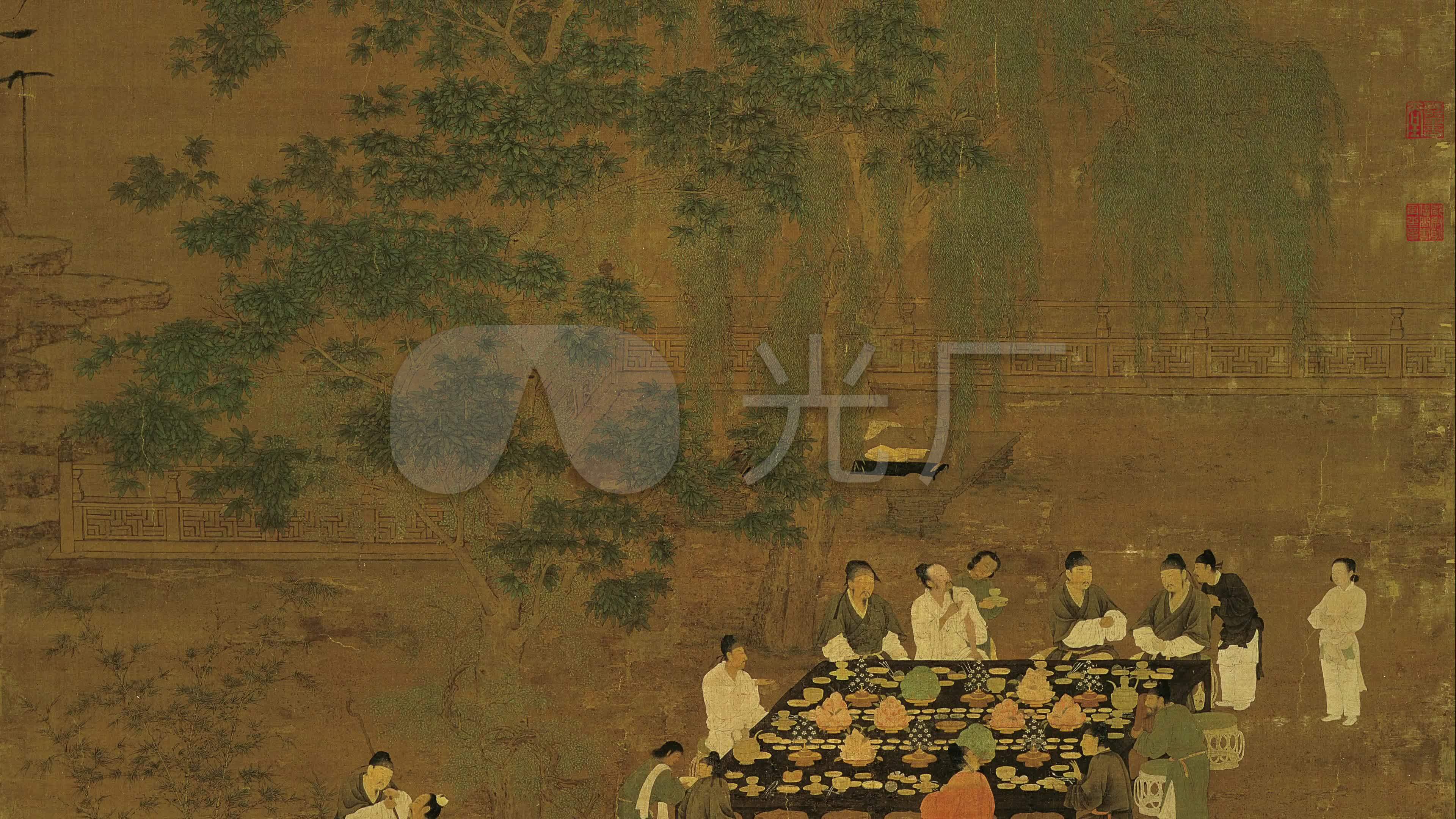 古人聚会品茶文会图