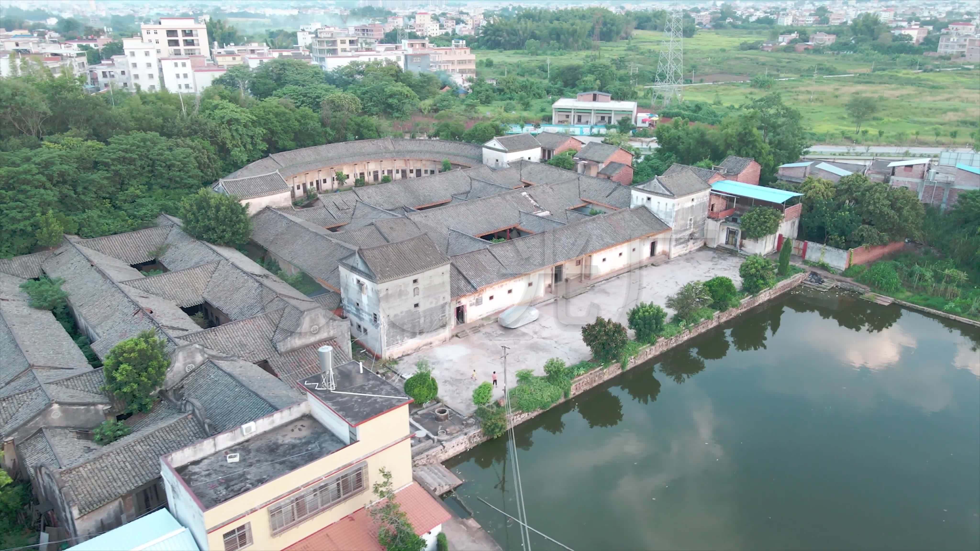 4k航拍兴宁十大古民居馨梓围_客家围龙屋_4096x2304