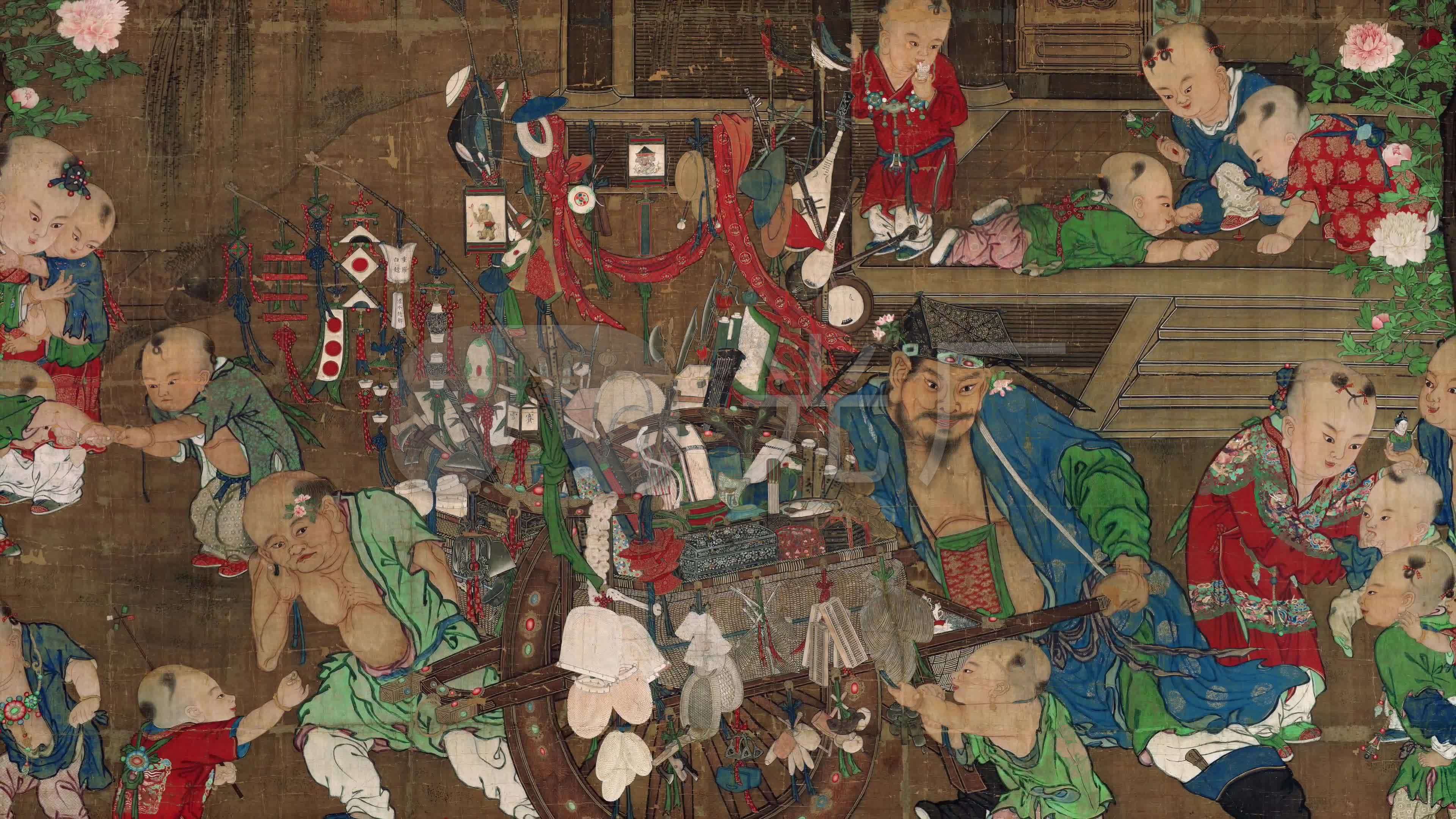 北宋苏汉臣《货郎图》_3840x2160_高清视频素材下载