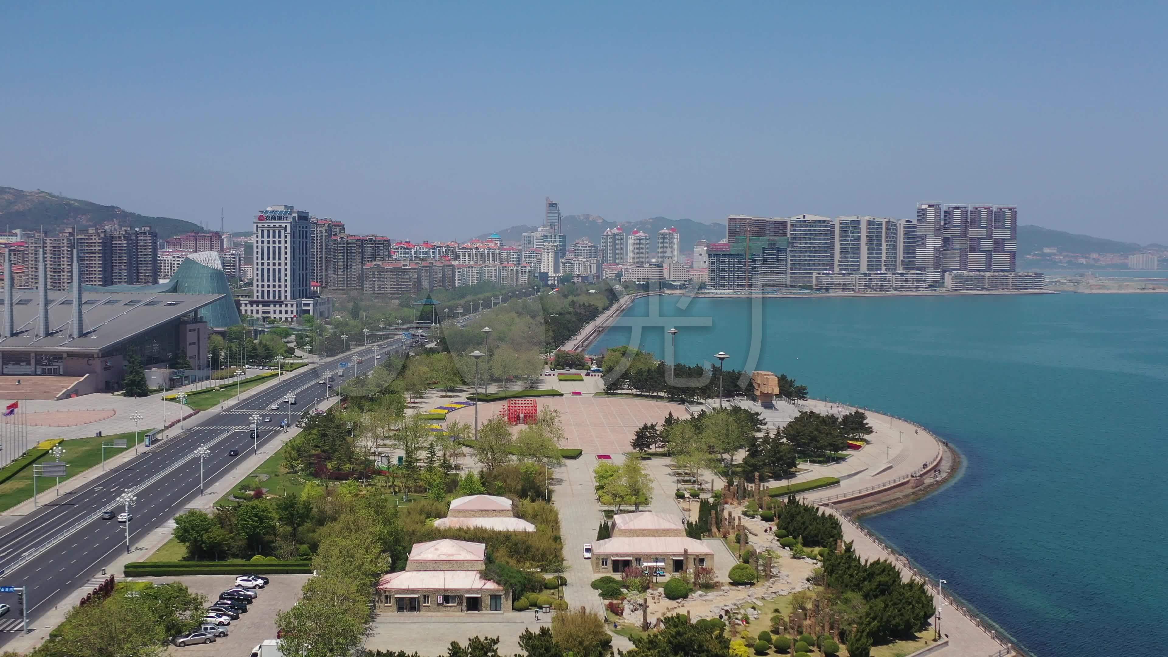 威海风光海边海滨路航拍