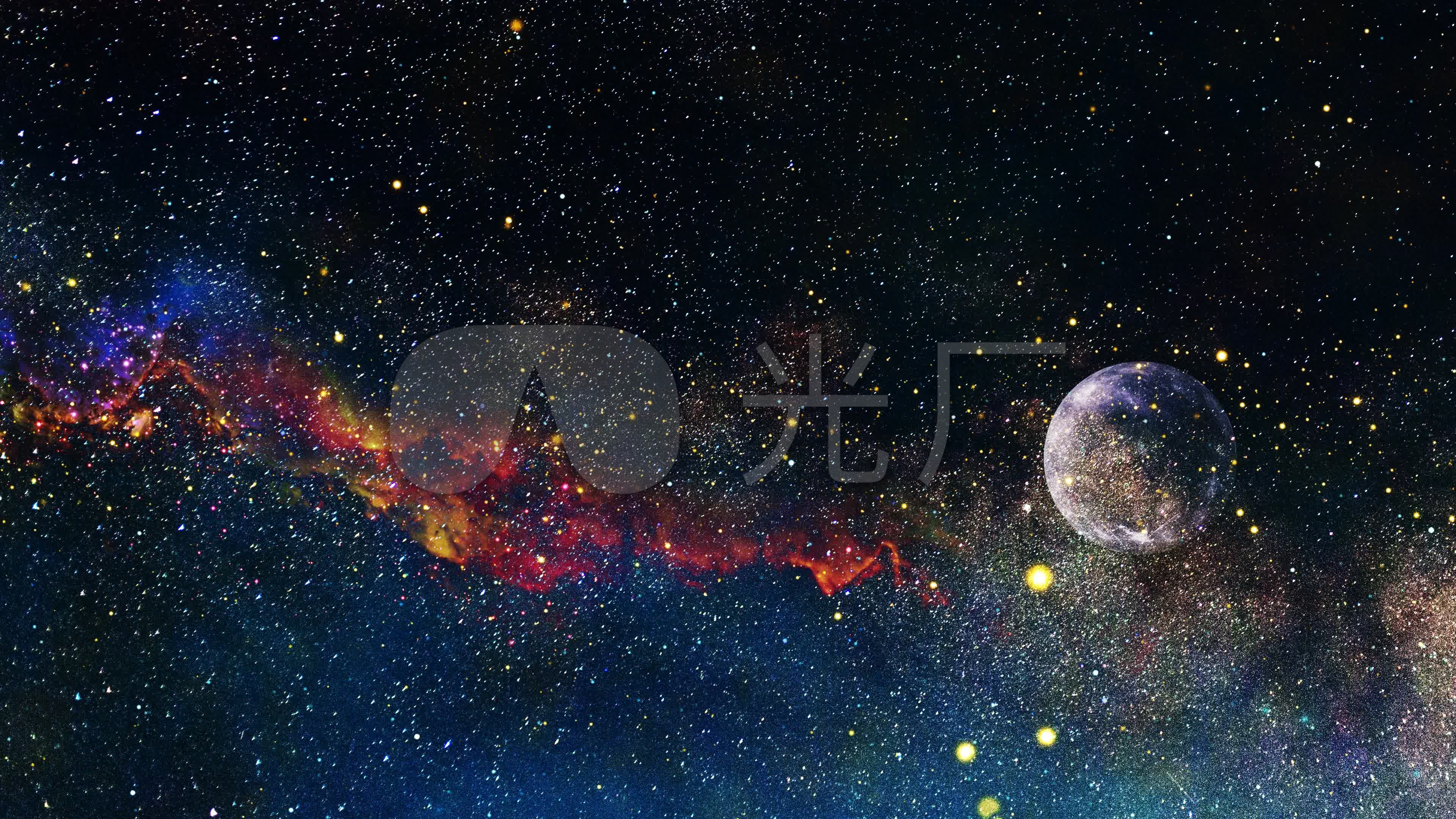 4k星云星球彩色星云星系穿梭宇宙星河