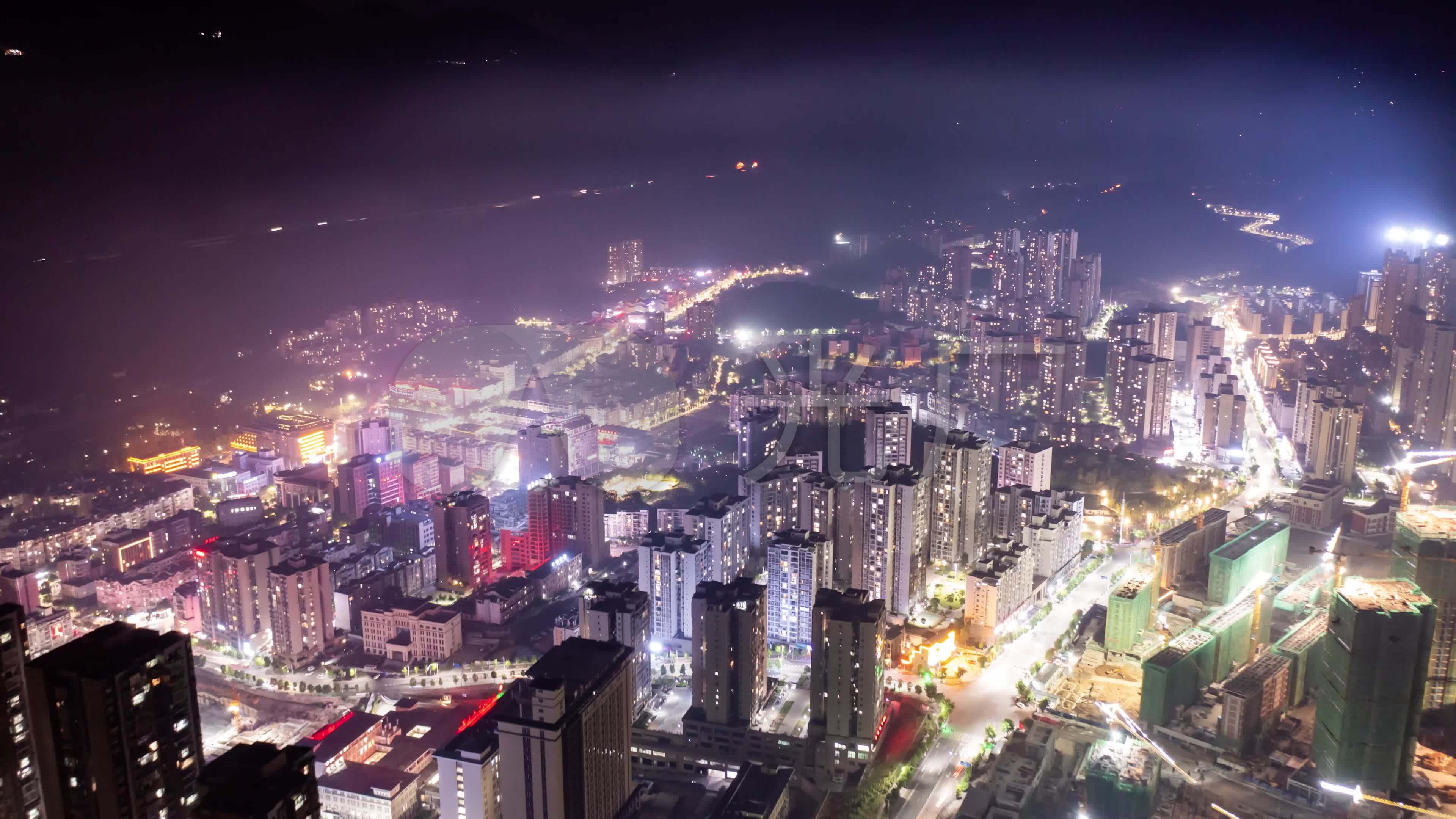 巫溪县城夜景延时_3840x2160_高清视频素材下载(编号