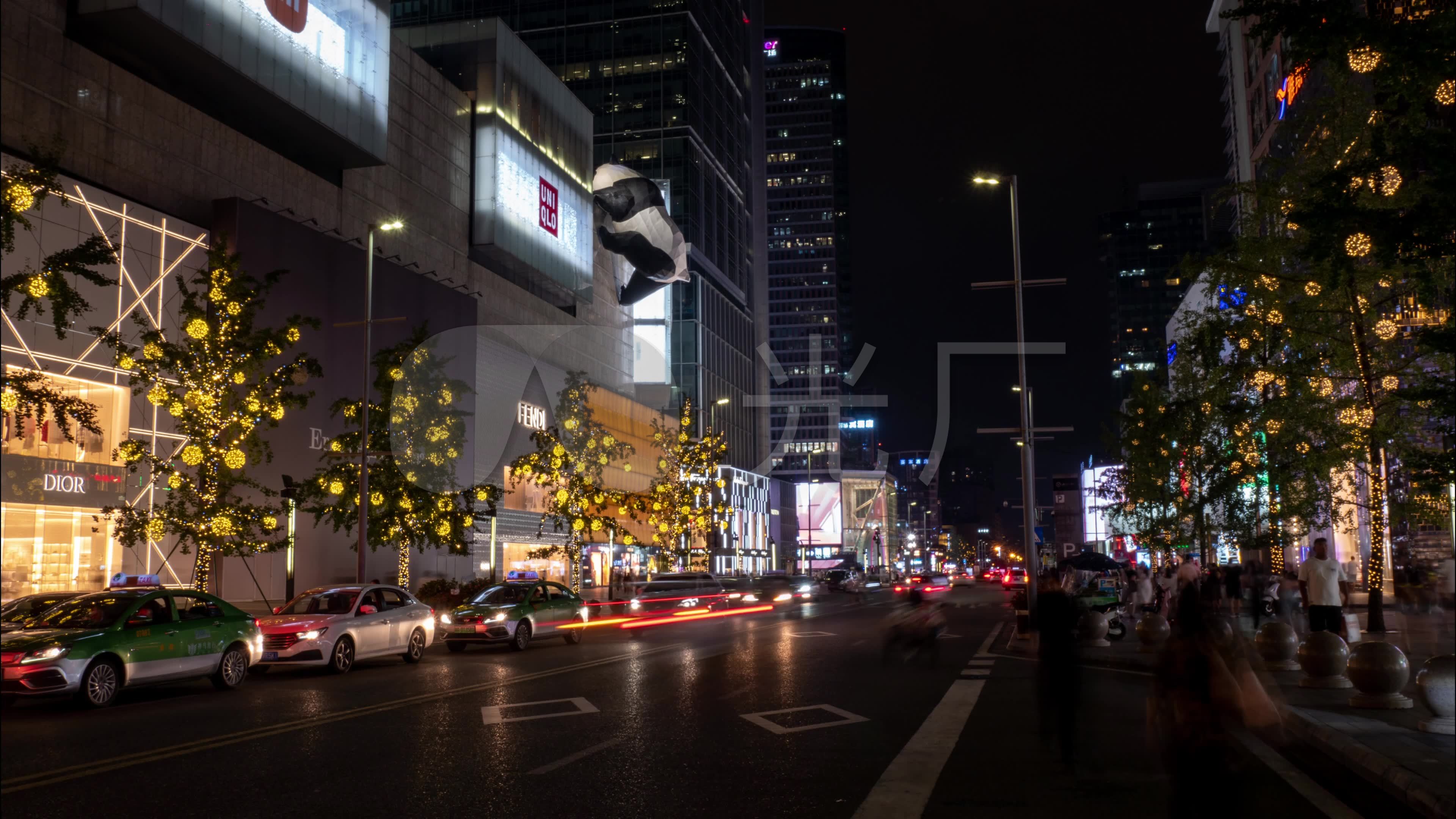 成都春熙路太古里夜景延时