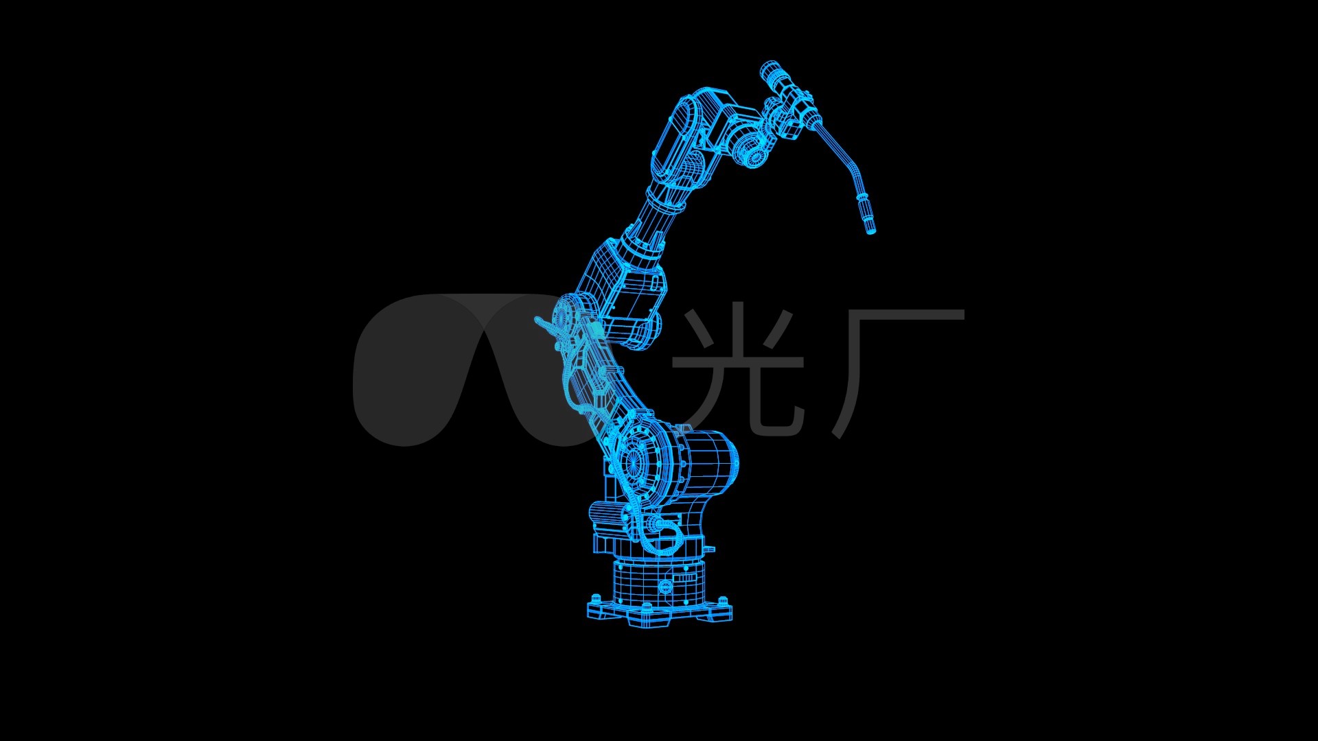蓝色全息科技线框机械臂3动画带通道