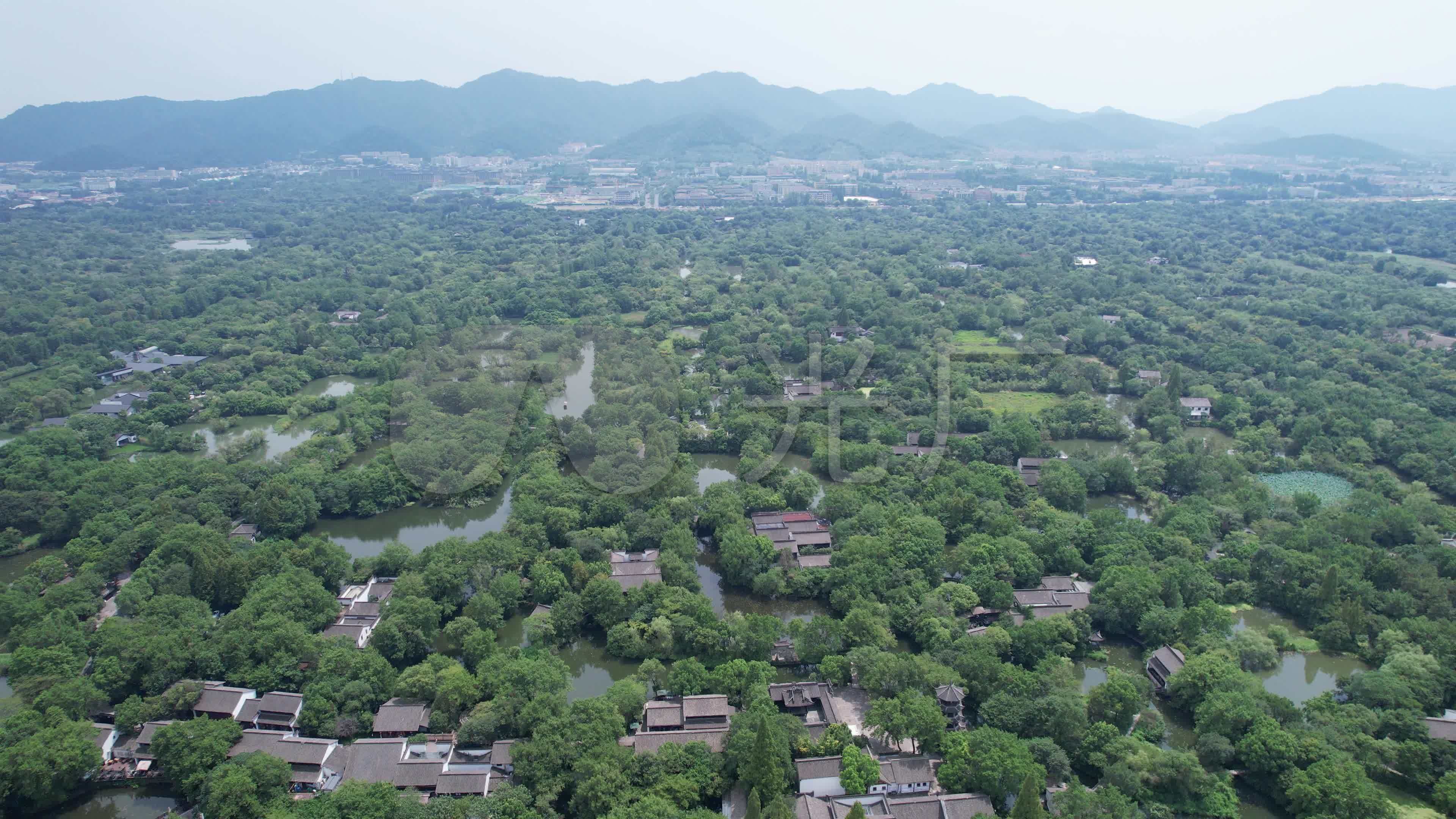 俯视西溪湿地摇看全景_3840x2160_高清视频素材下载(编号:6333682)