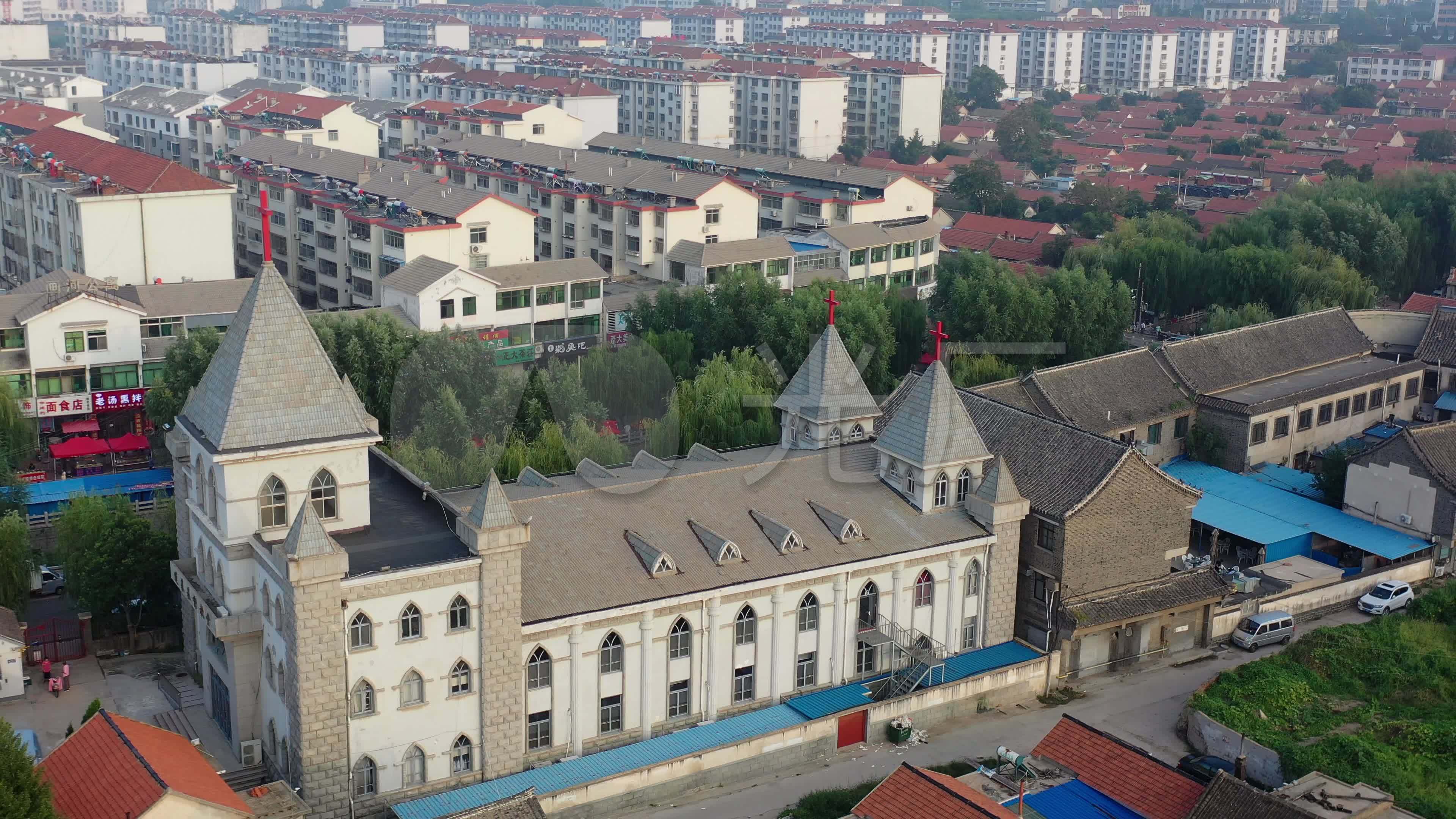 山东烟台蓬莱圣会堂基督教堂_3840x2160_高清视频素材下载(编号