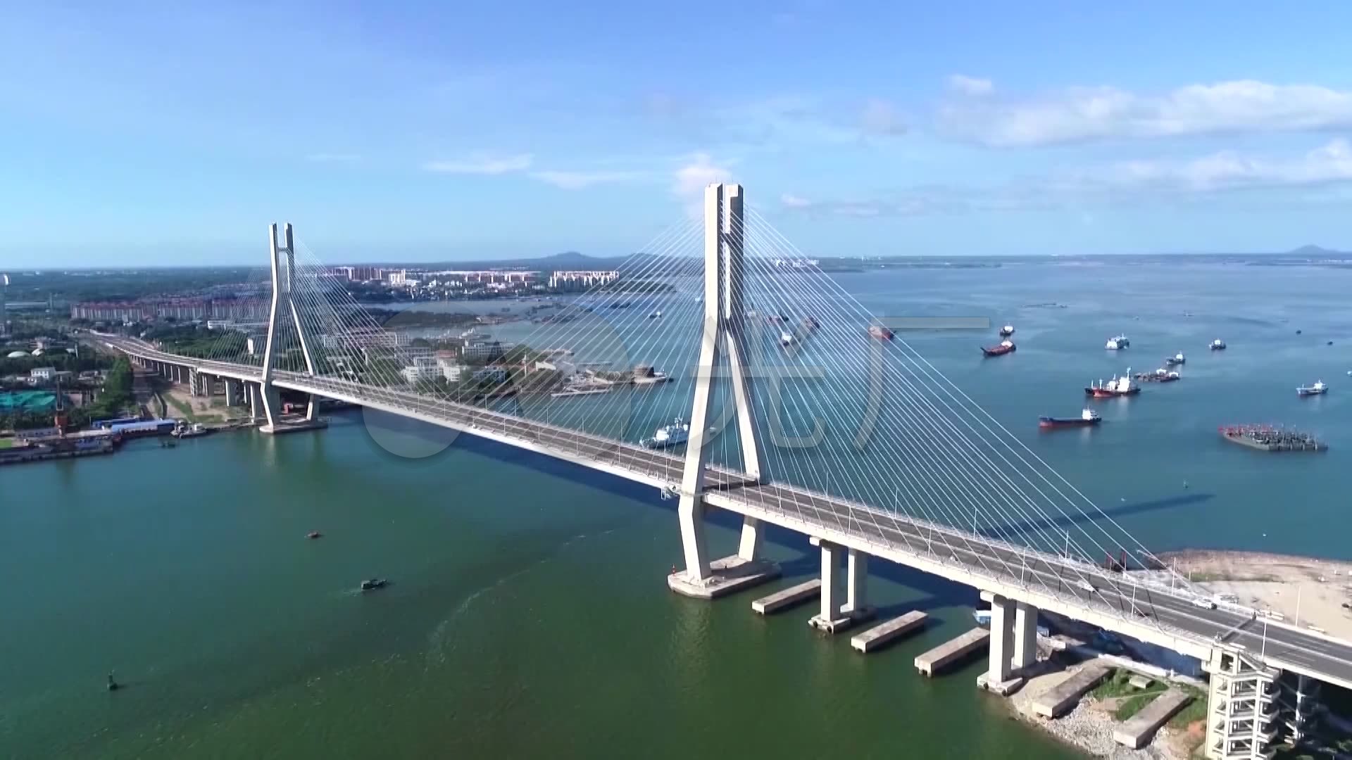 海南省儋州市洋浦经济开发区港口和杨浦大桥_1920x1080_高清视频素材
