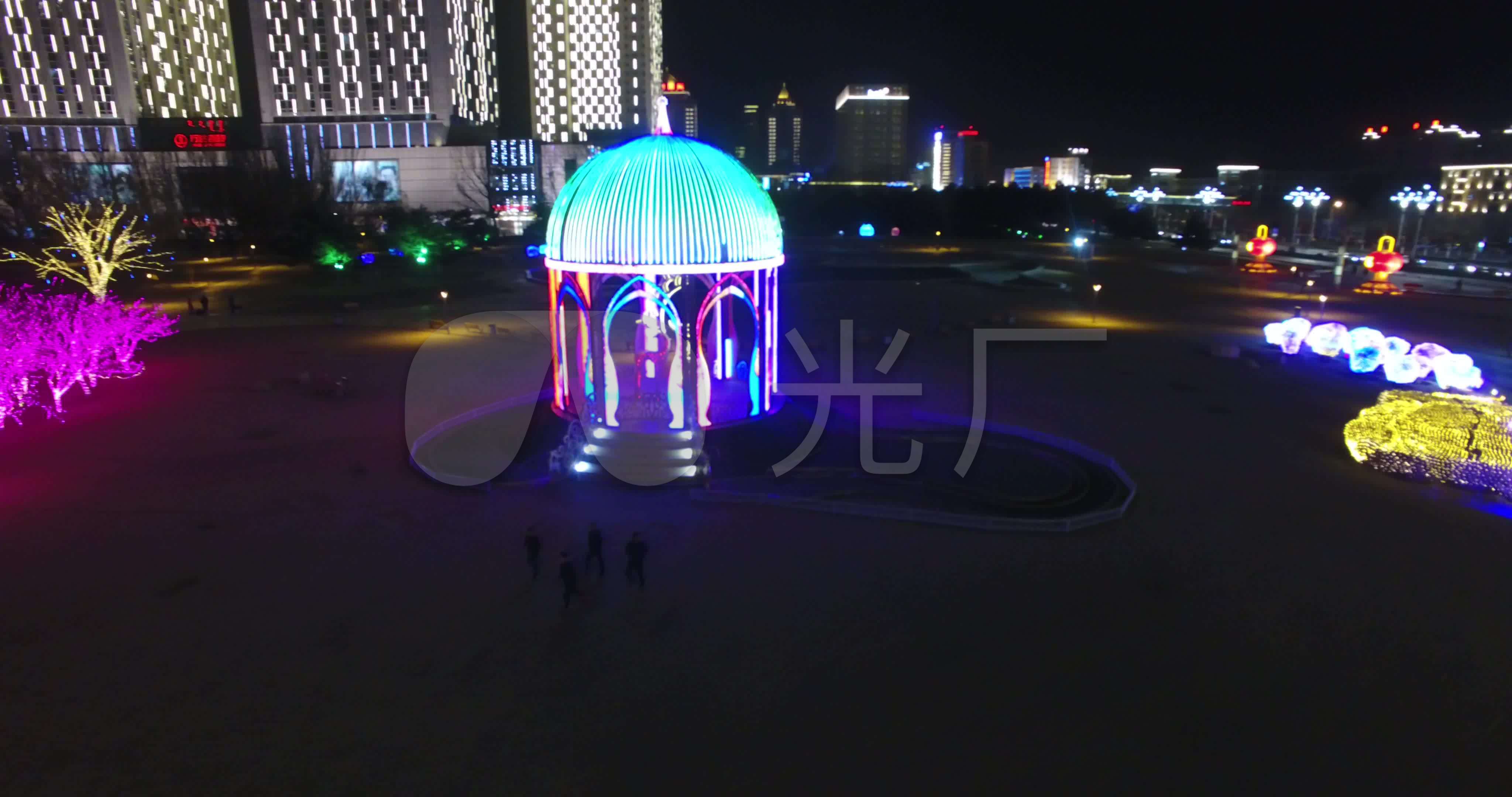 包头银河广场夜景灯光航拍