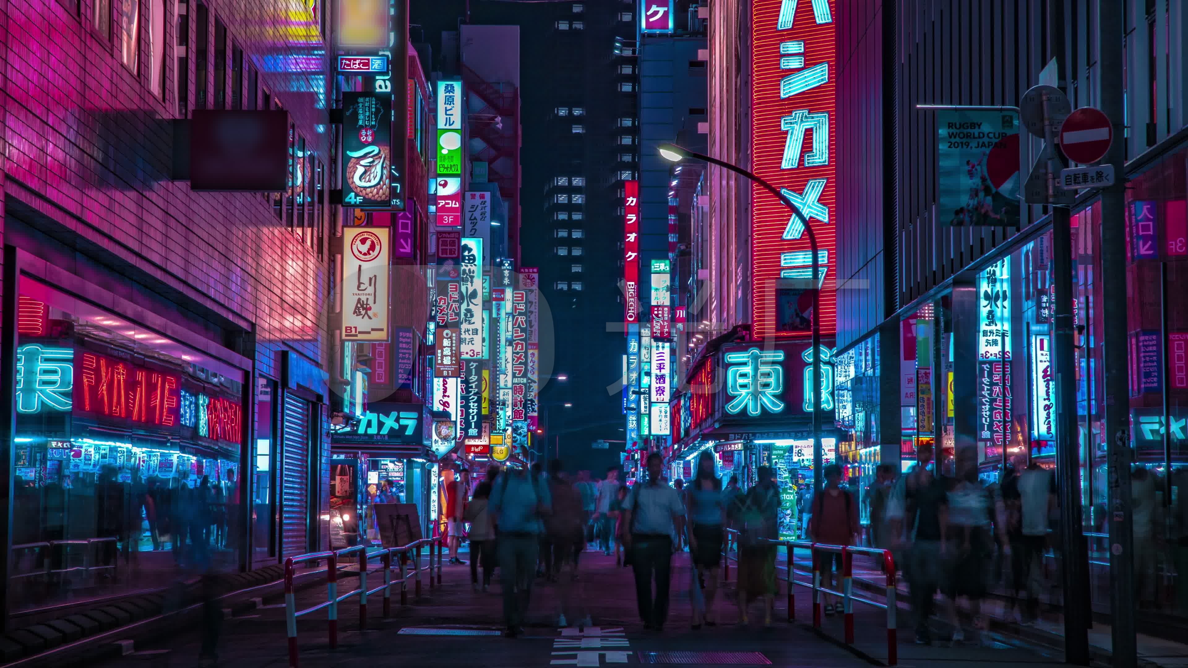 东京新宿市中心霓虹灯街道夜幕_3840x2160_高清视频