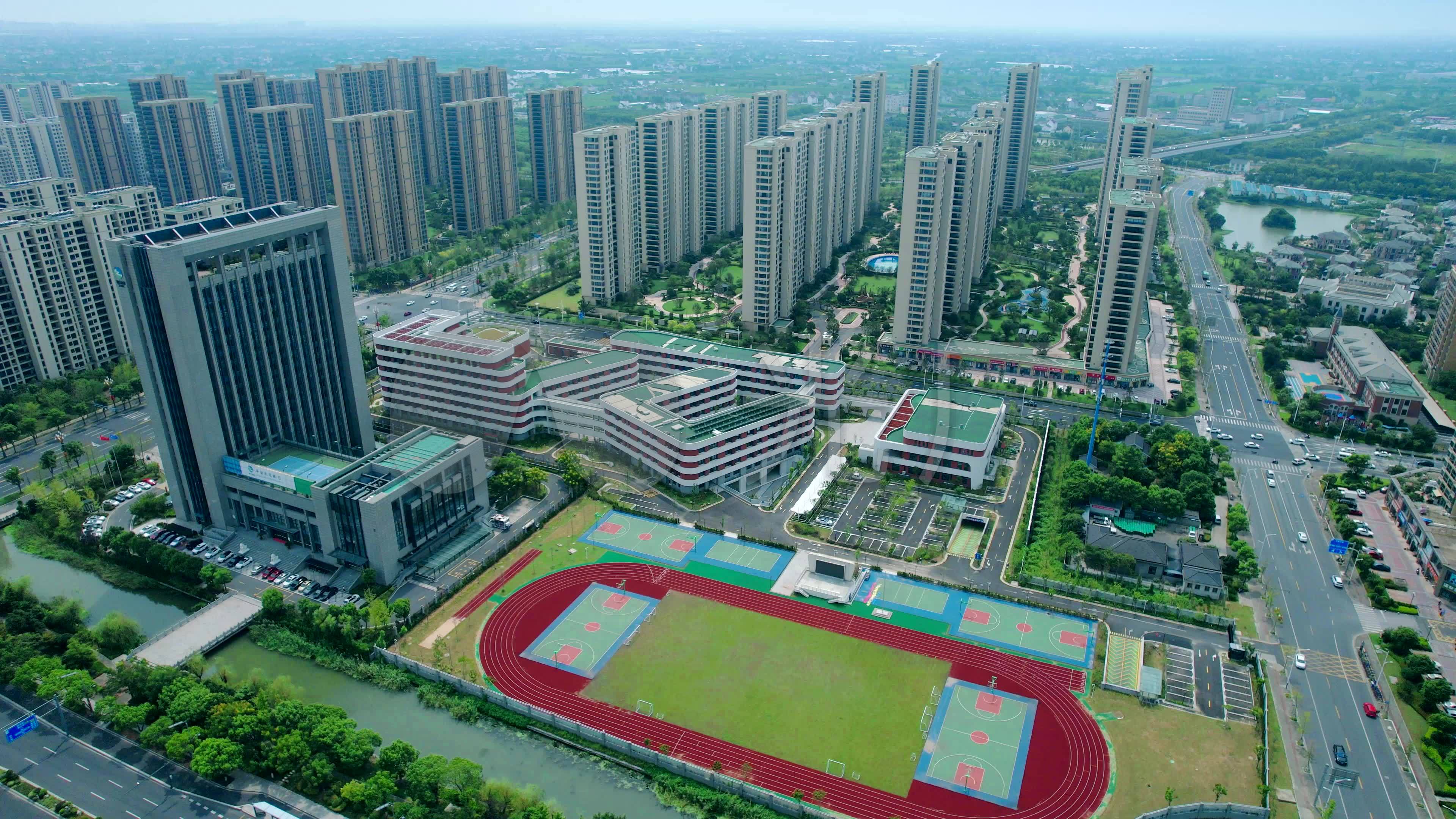 平湖市市区大景全貌航拍