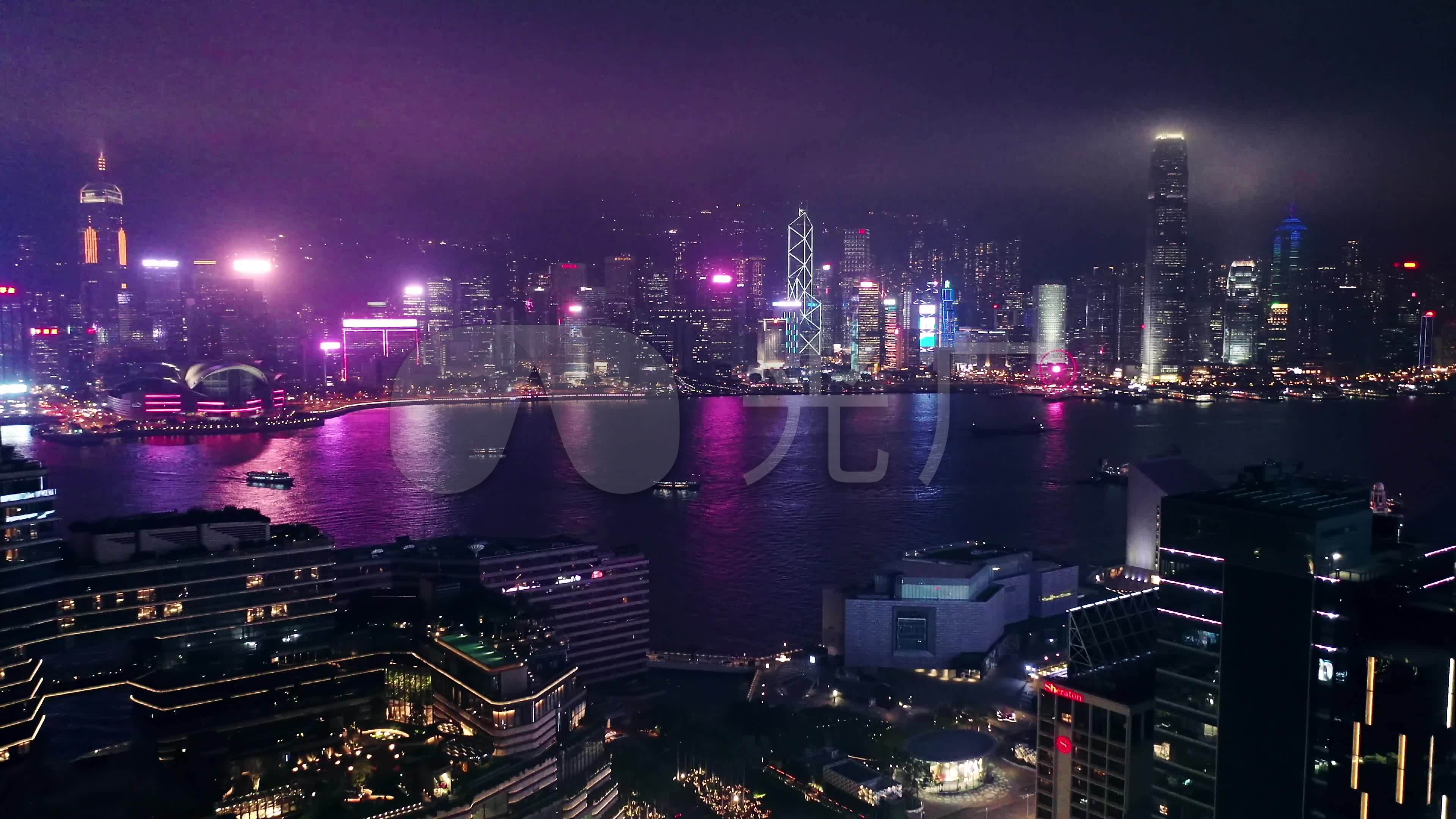 香港九龙城夜间航拍_3840x2160_高清视频素材下载(编号:6383943)_实拍