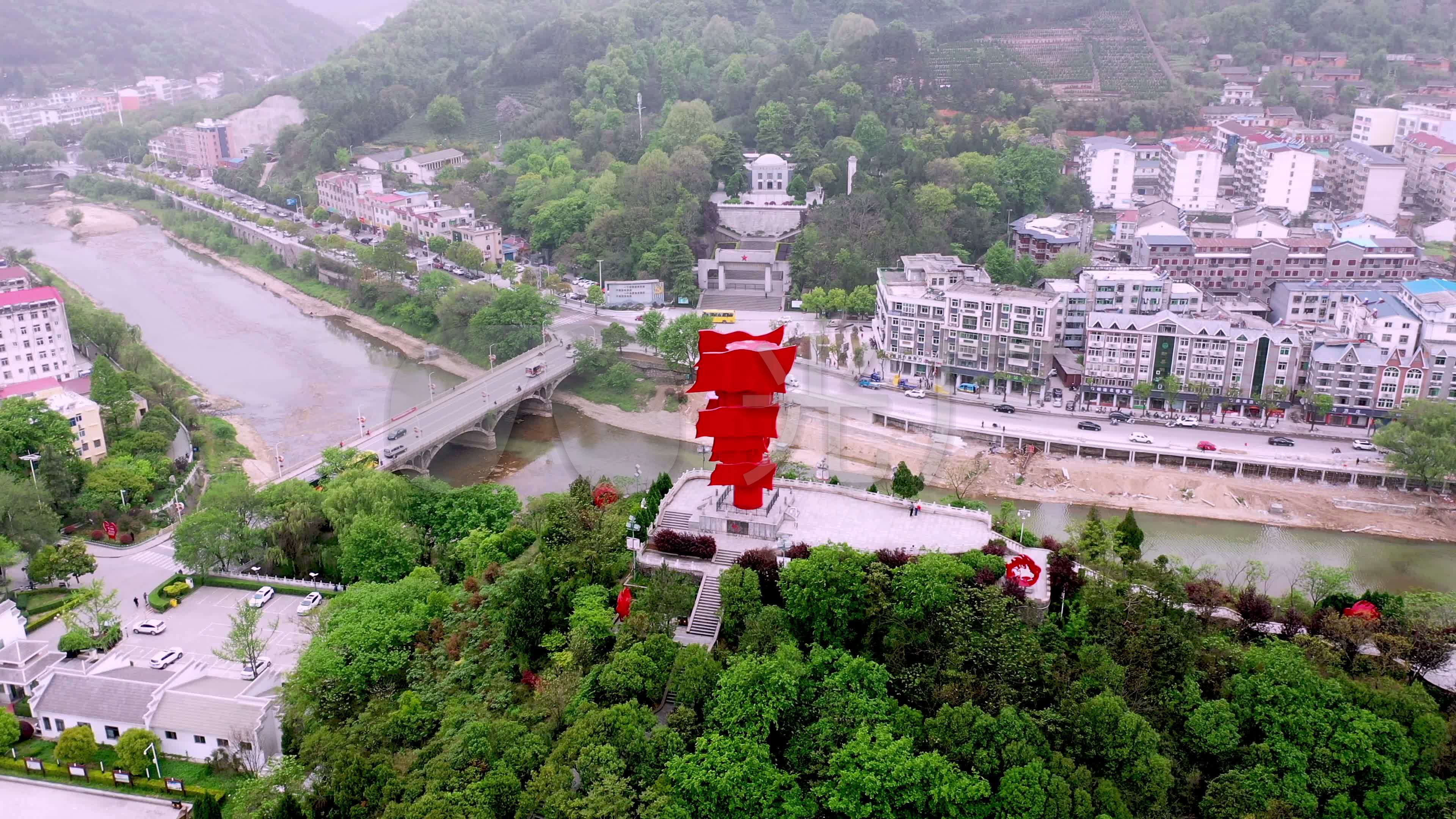 航拍河南新县英雄山_3840x2160_高清视频素材下载(:)