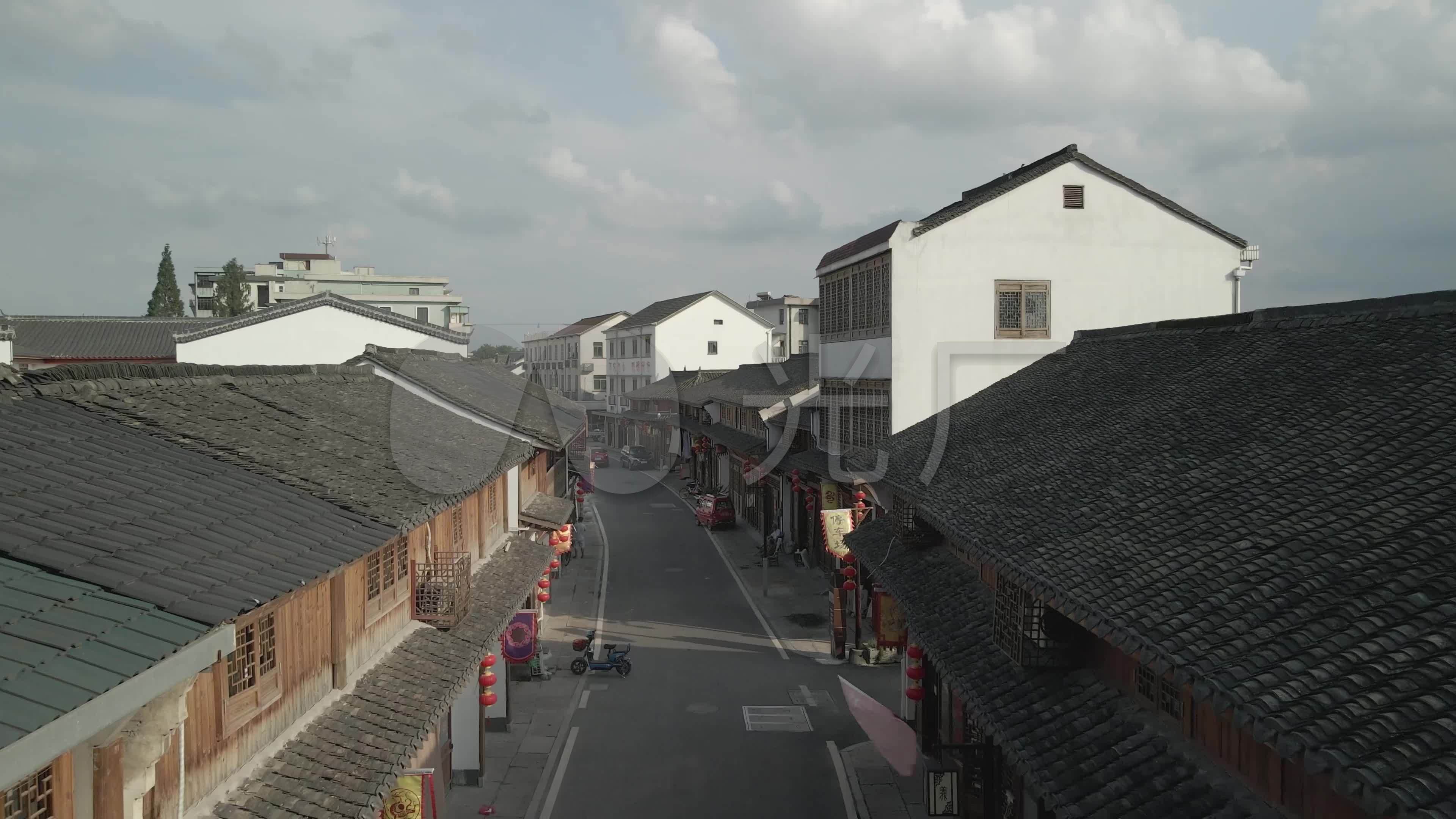 杭州市萧山区义桥镇渔浦城市老街航拍_3840x2160_高清视频素材下载