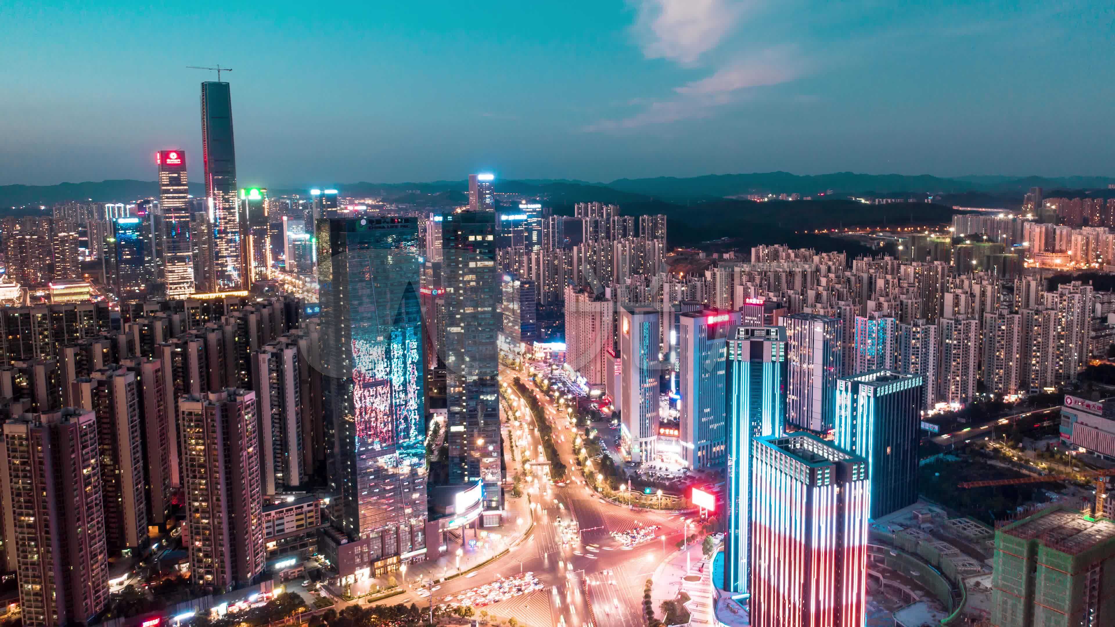 贵州金融城夜景_3840x2160_高清视频素材下载(编号:)