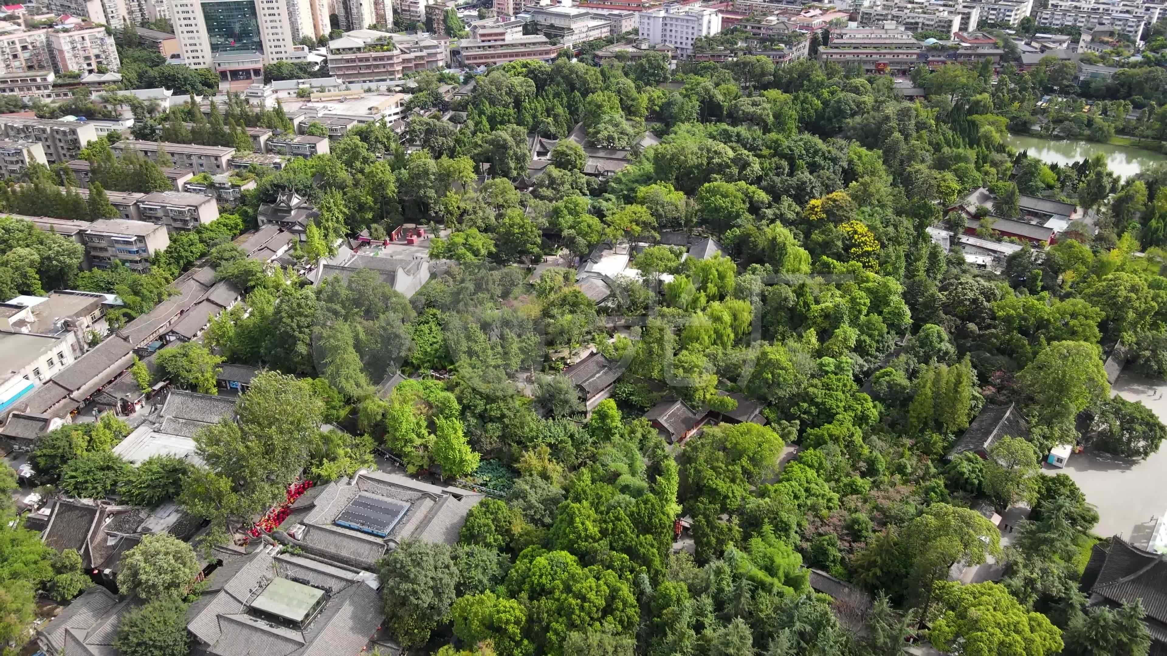 4k航拍旅拍武侯祠锦里南郊公园绿城市风景_3840x2160_高清视频素材