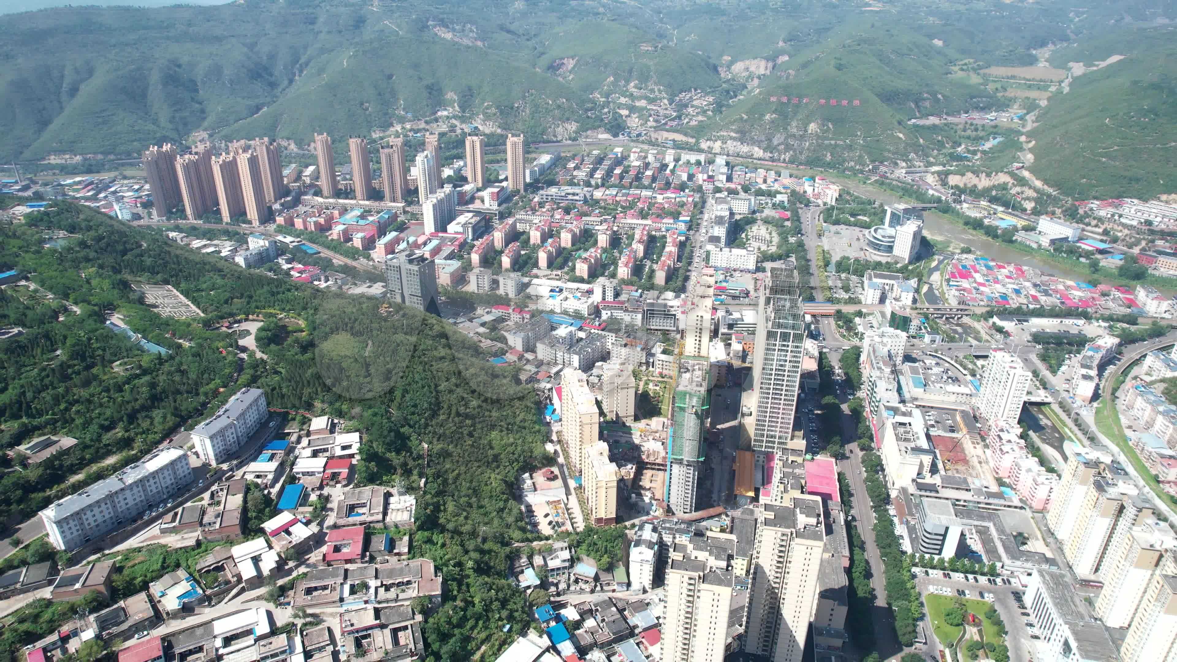 航拍山西灵石县全景_3840x2160_高清视频素材下载(编号:6410141)_实拍