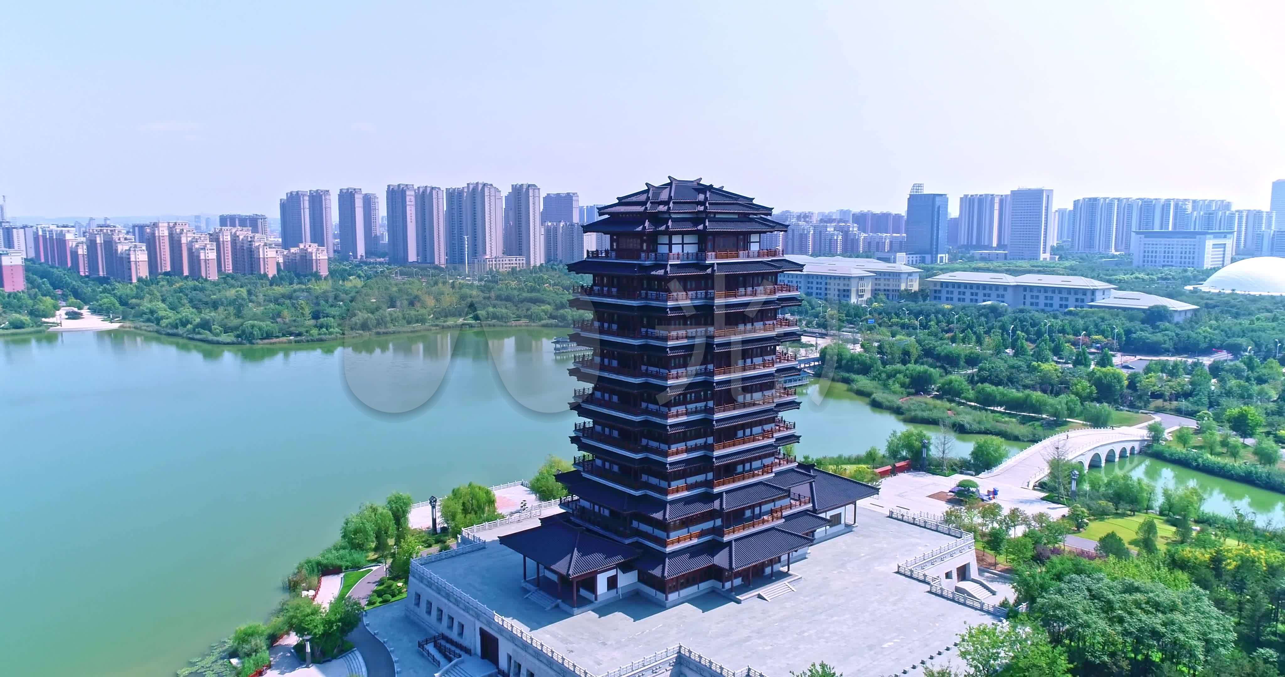 淄博齐盛湖航拍4k_4096x2160_高清视频素材下载(编号