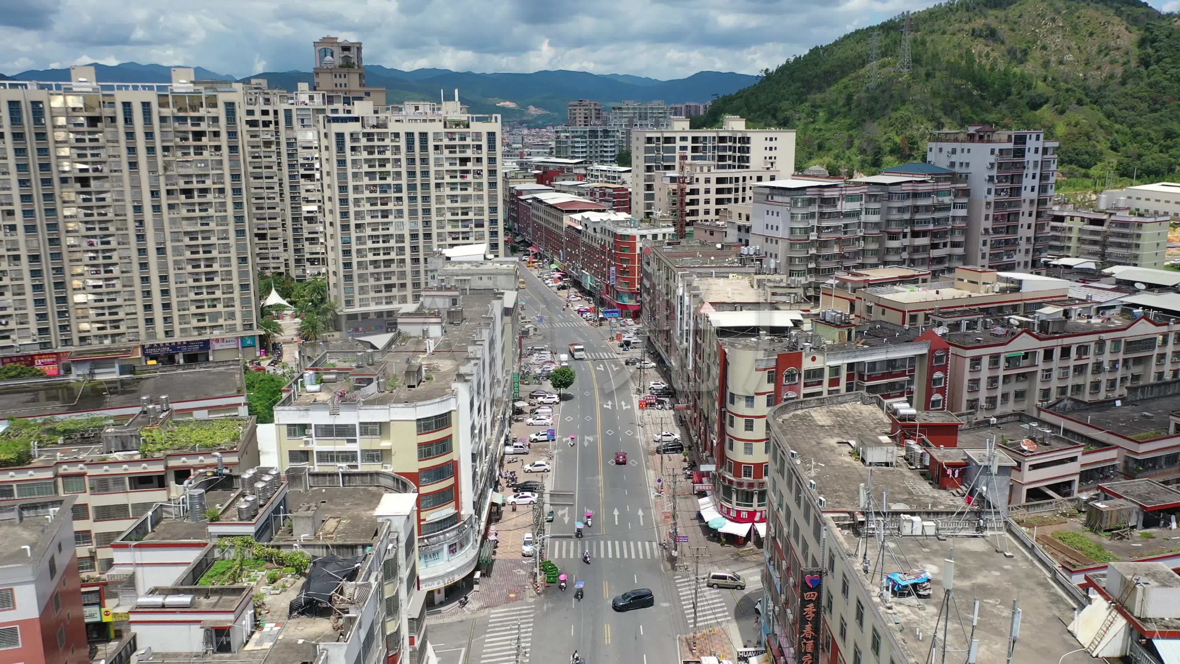 乡镇农村航拍大景城镇小区街道南安市梅山镇_3840x2160_高清视频素材