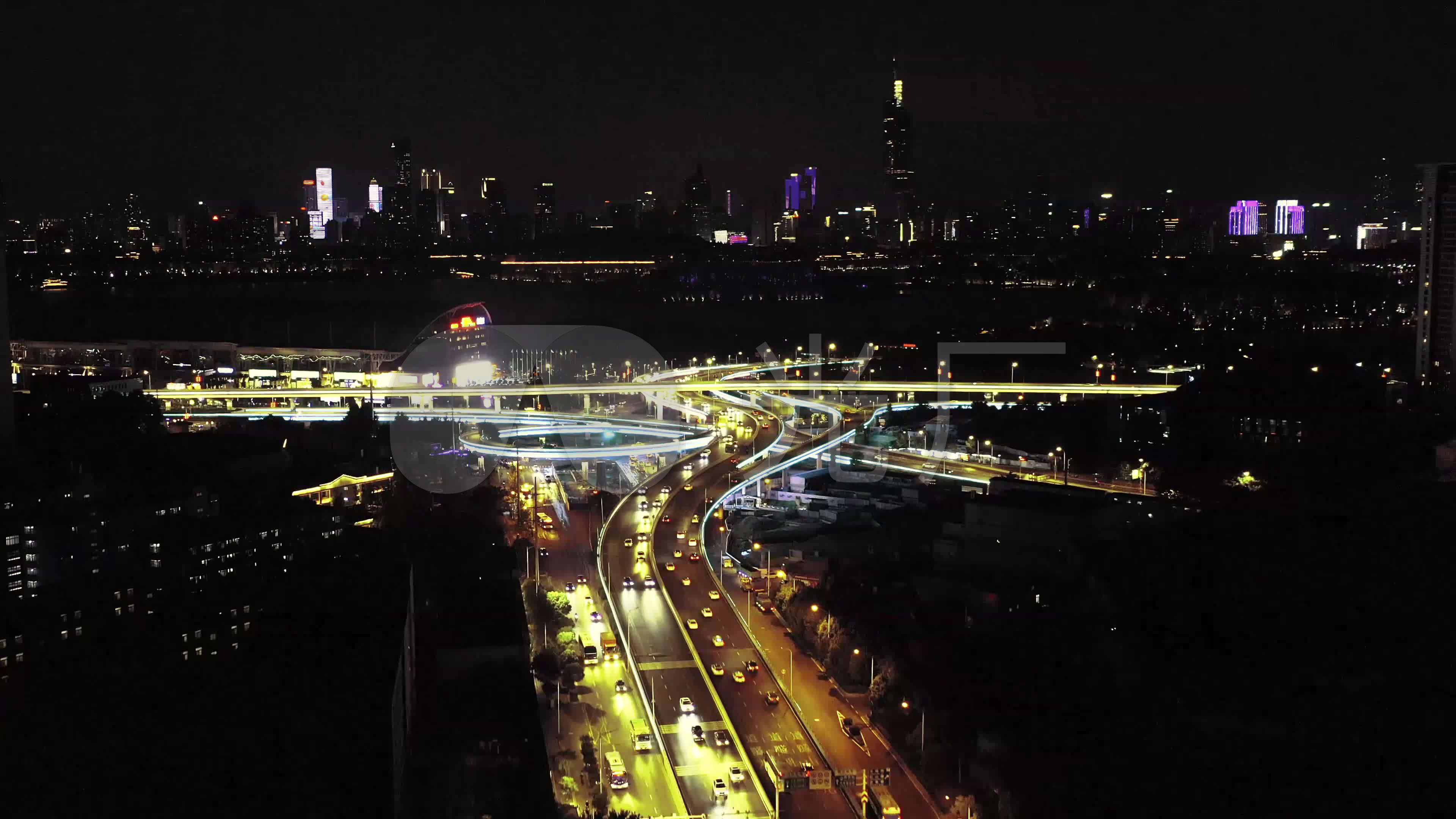 南京新庄立交桥夜景航拍