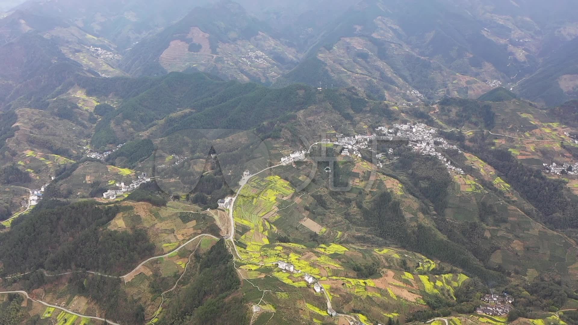 歙县坡山风景区春季风光航拍