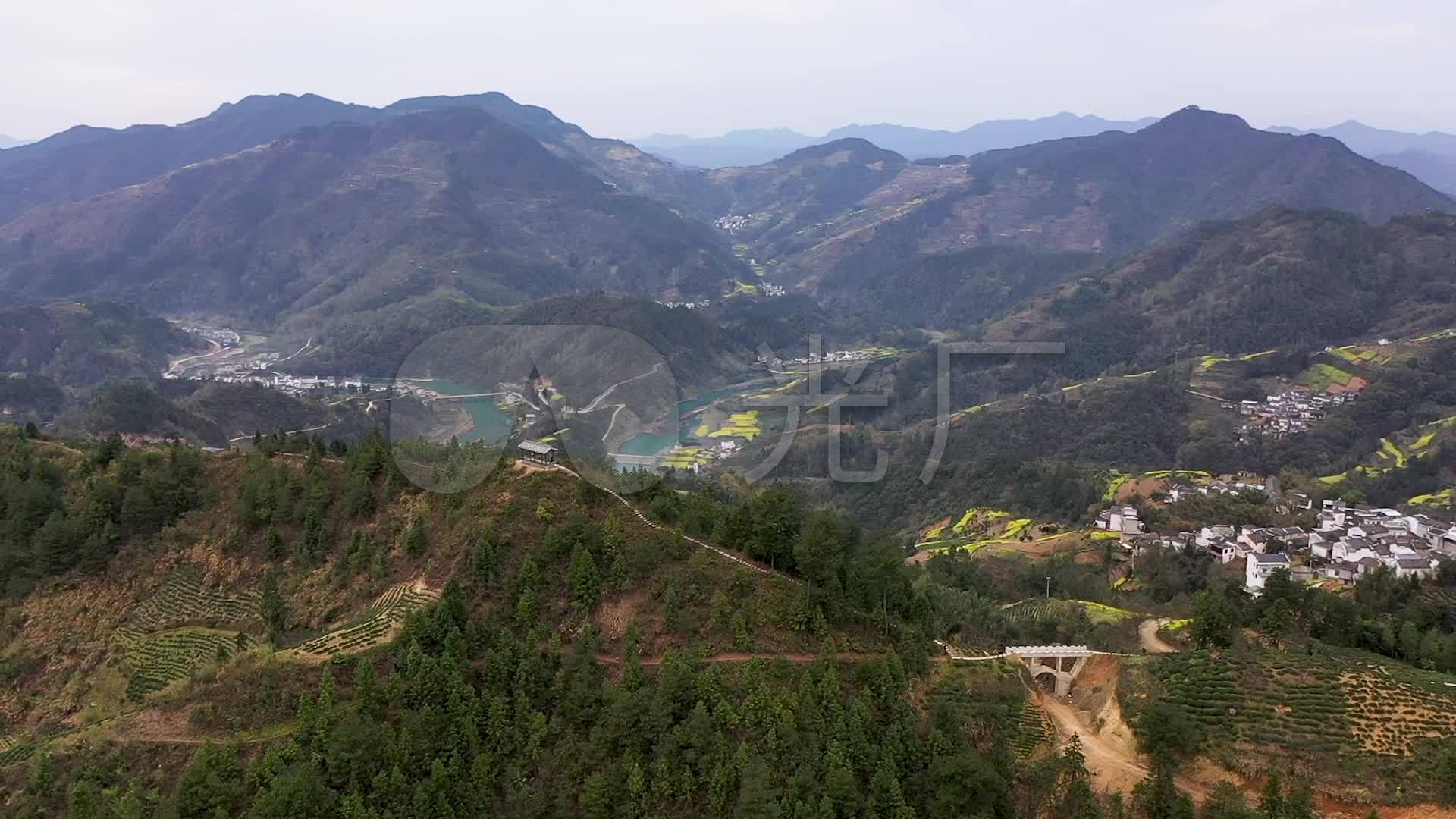 歙县坡山风景区春季风光航拍