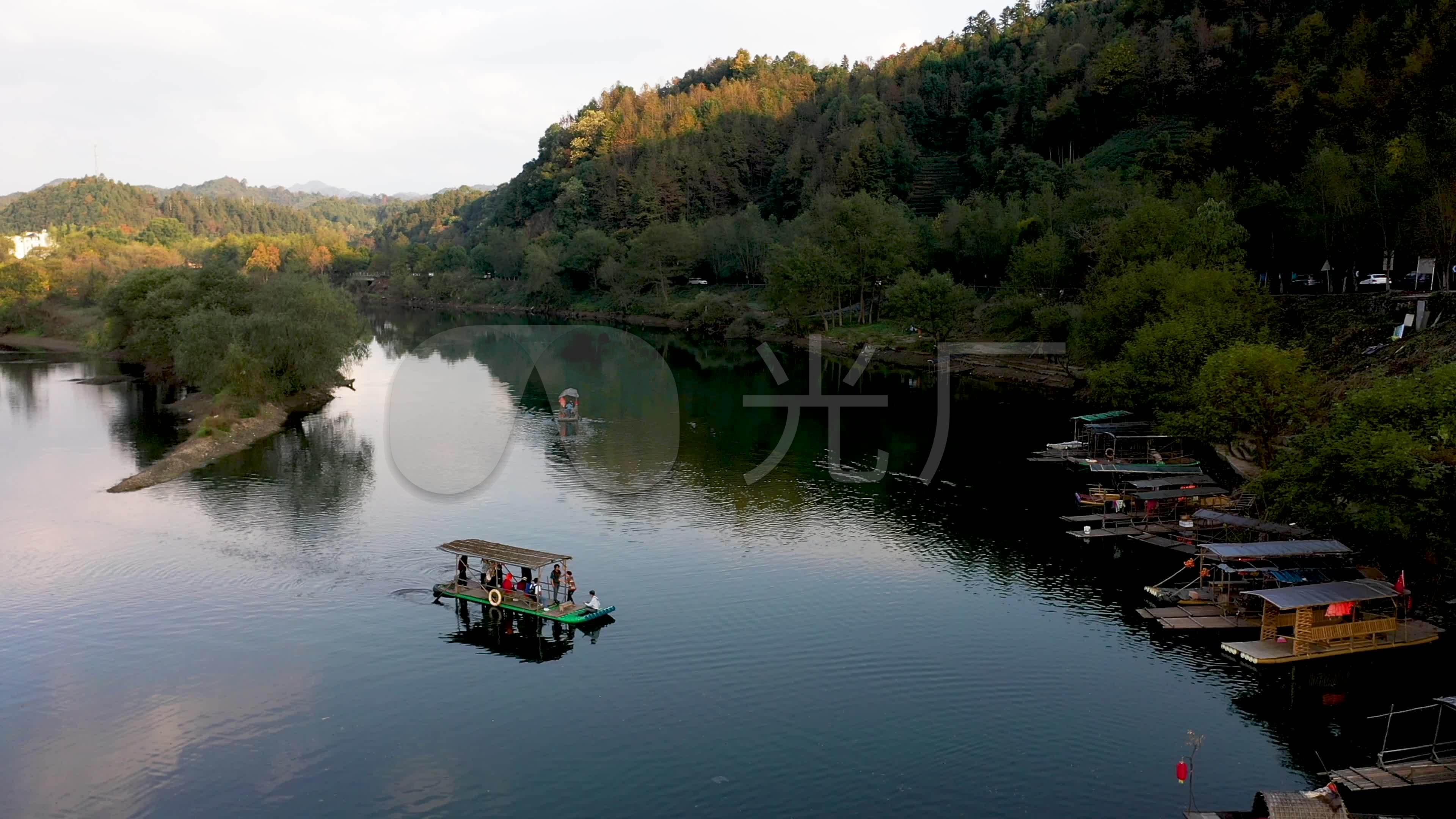 婺源月亮湾景区4k风光航拍视频