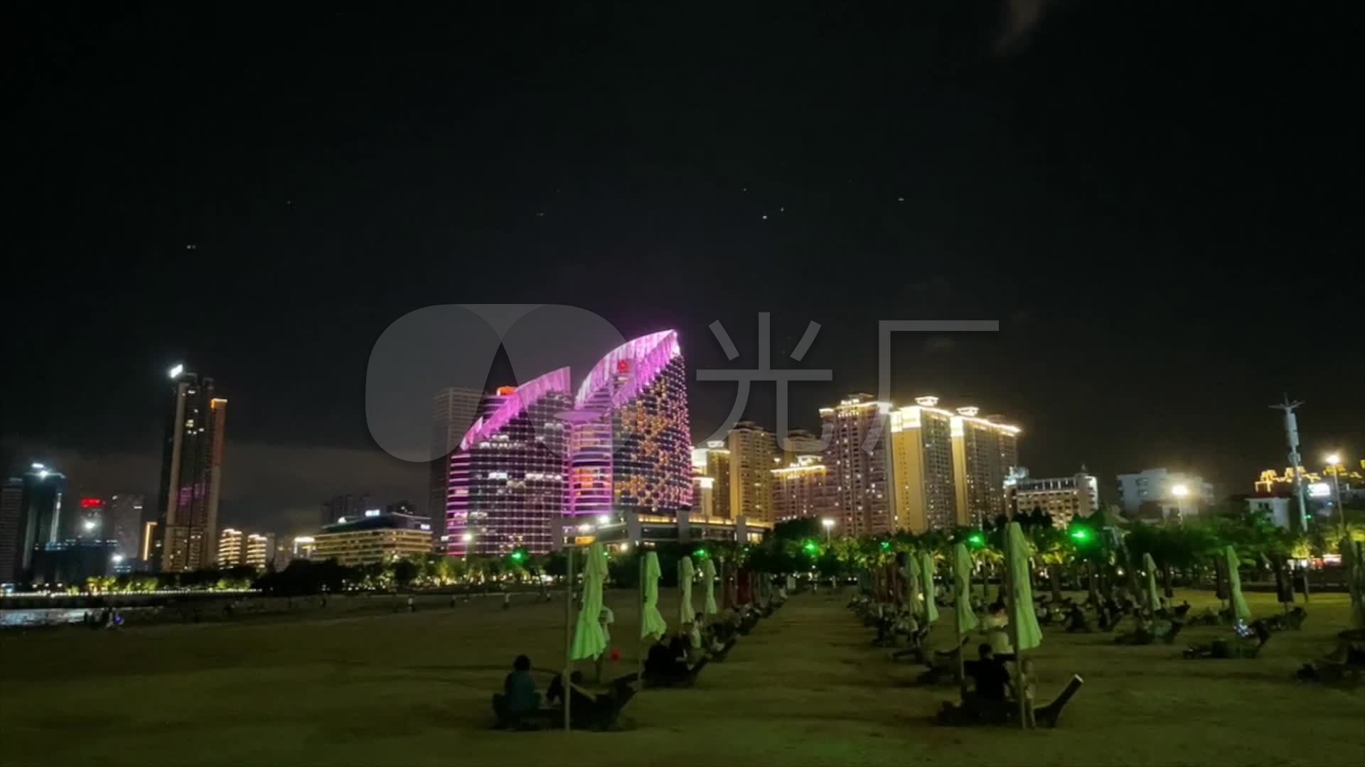 广东湛江金沙湾海滨浴场夜景