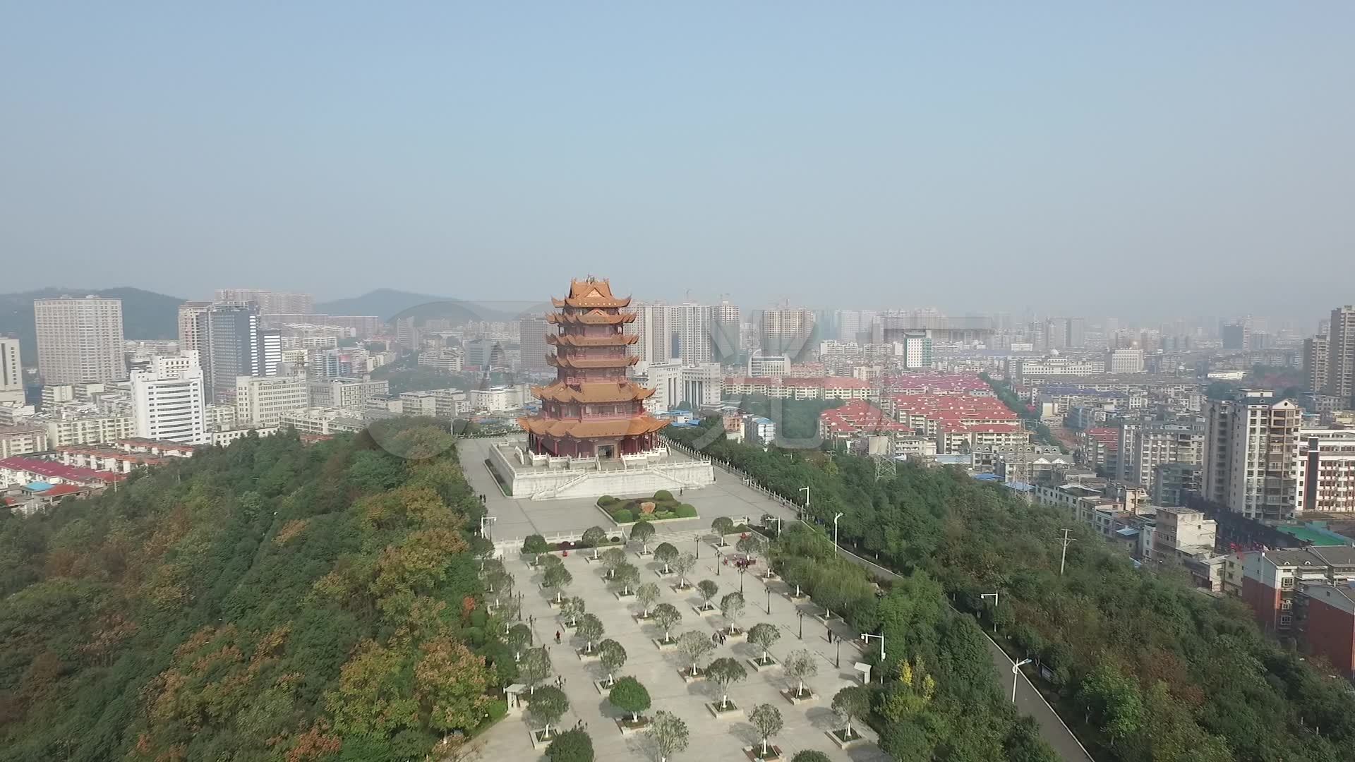 郴州五岭阁公园航拍_1920x1080_高清视频素材下载(:)