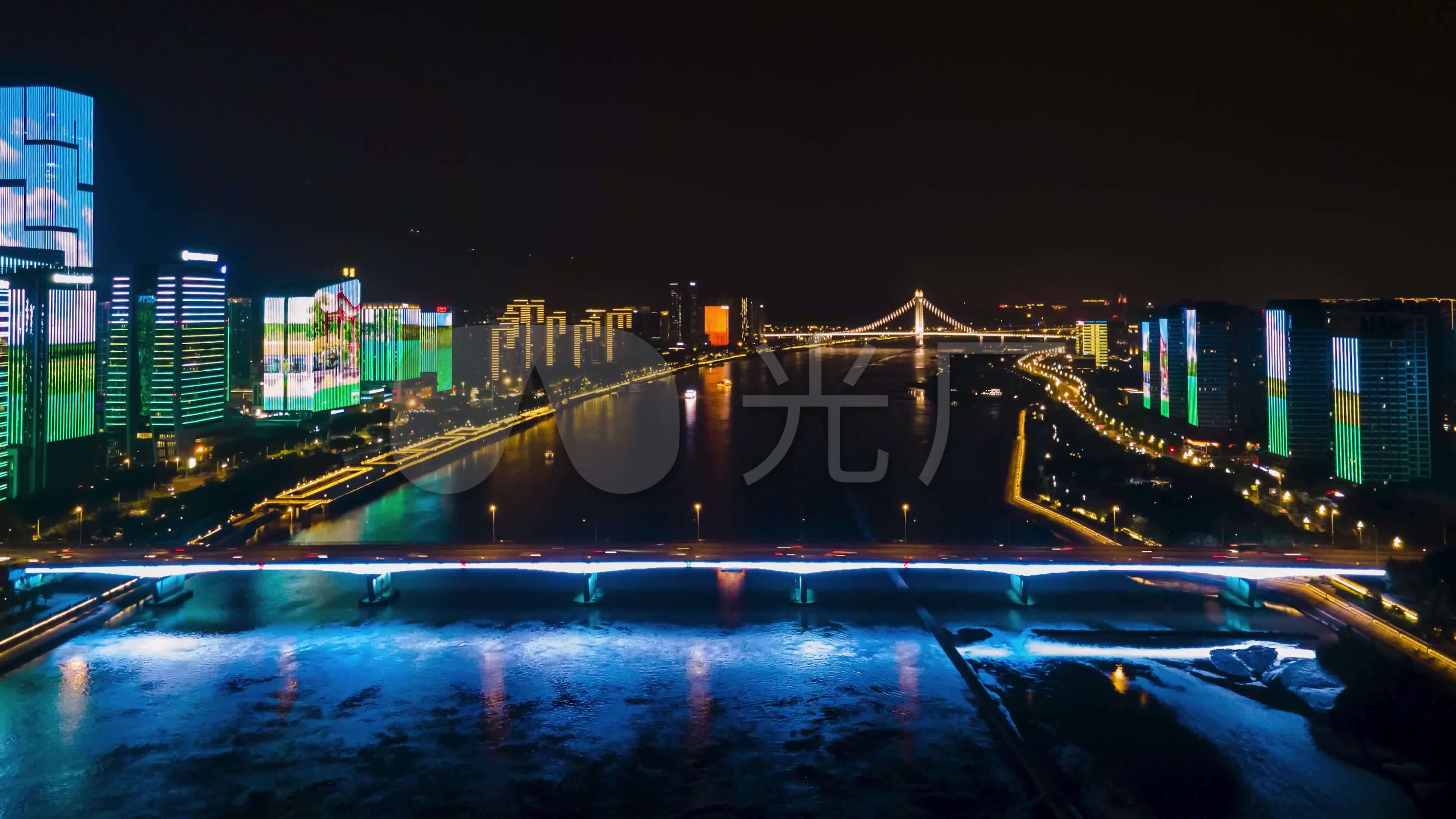 福州闽江夜景灯光延时摄影_3840x2160_高清视频素材下载(编号:6489875
