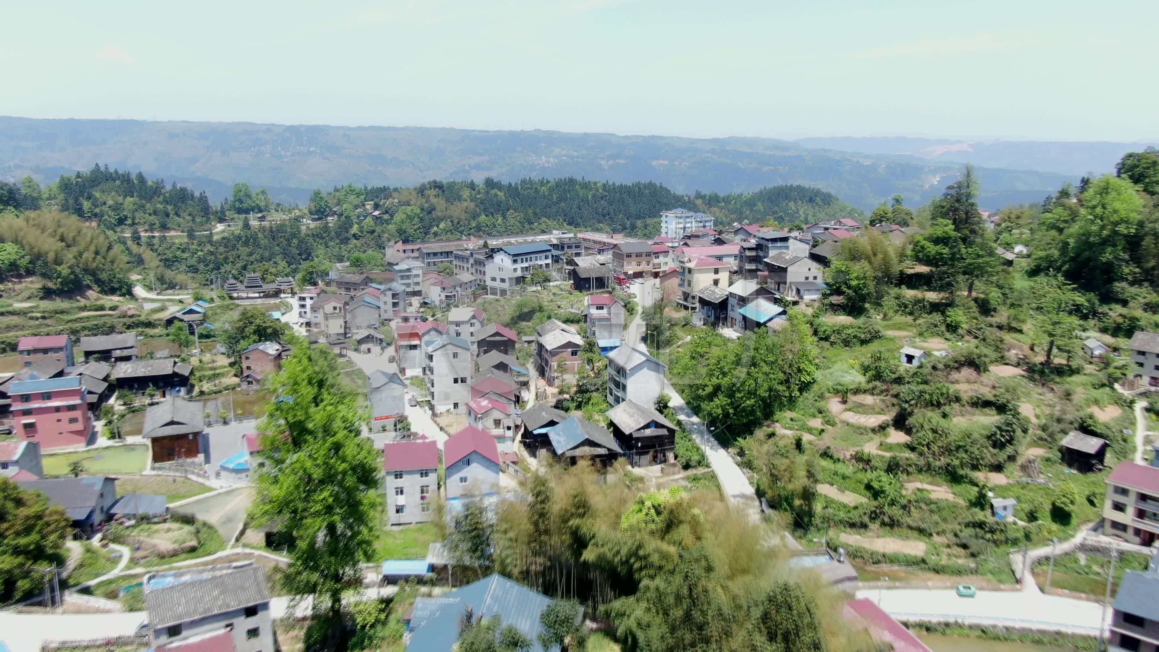 航拍贵州黔东南锦屏县彦洞乡黄门村