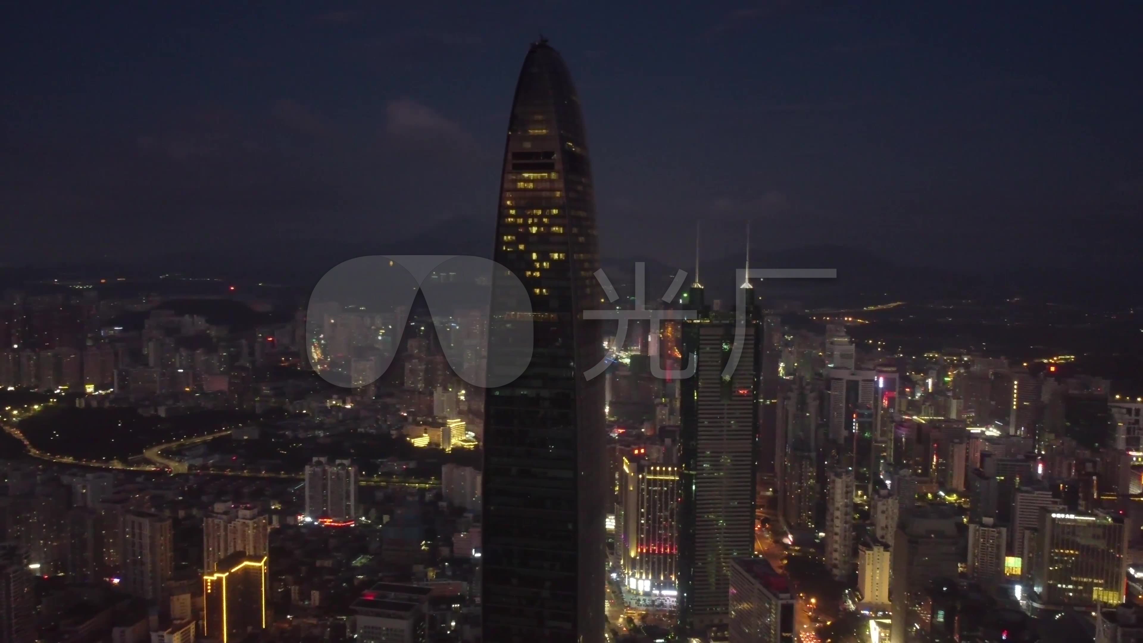 深圳京基一百航拍夜景多角度_3840x2160_高清视频素材下载(编号