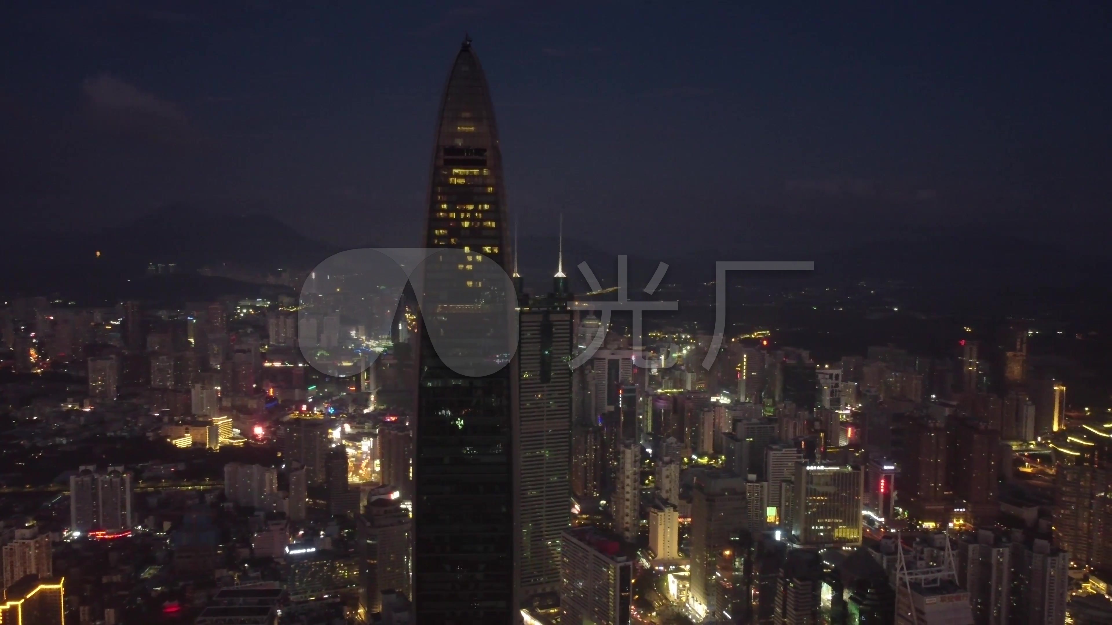 深圳京基一百航拍夜景多角度_3840x2160_高清视频素材下载(编号