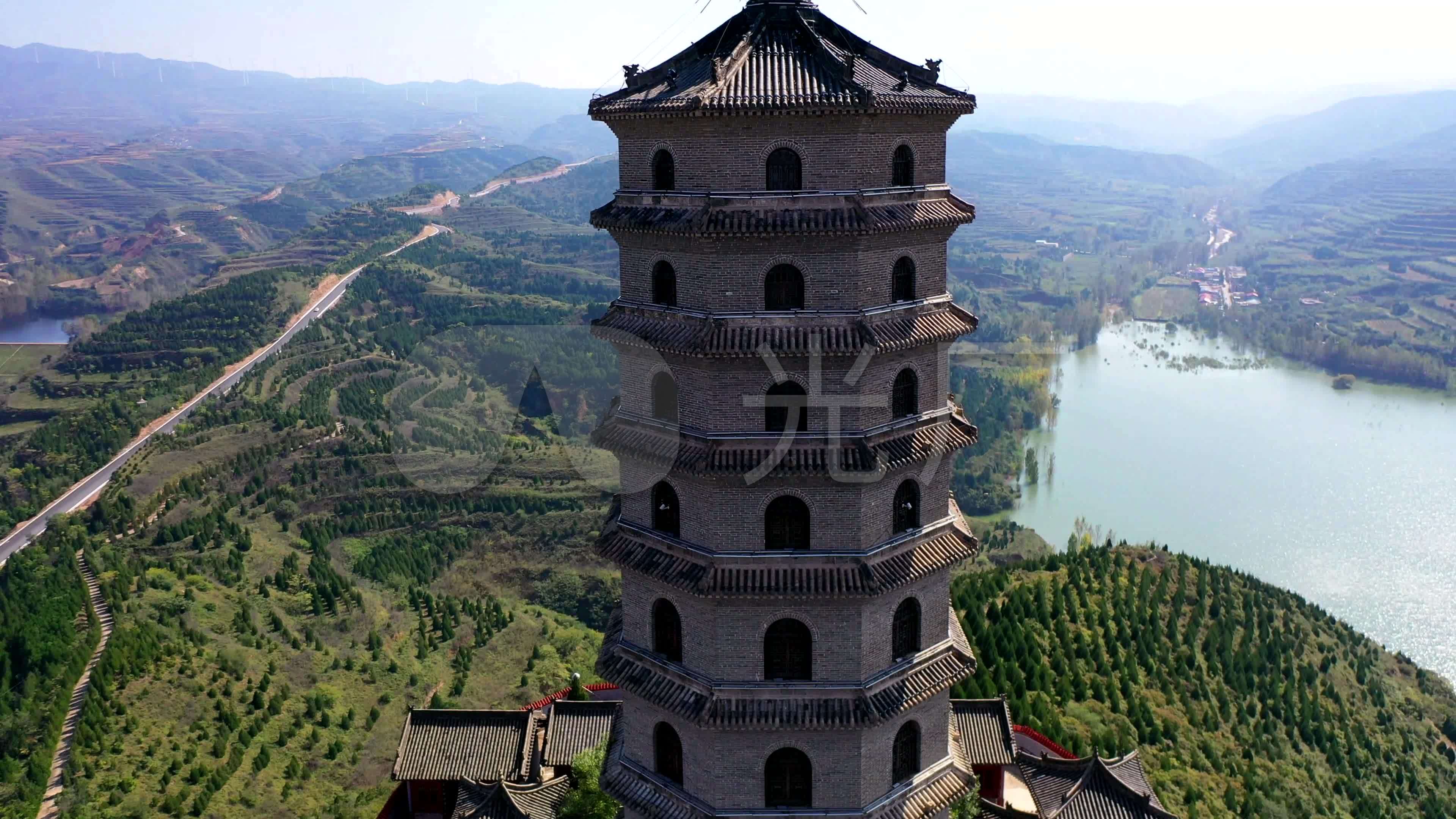 航拍山西运城夏县瑶台山太虚观_3840x2160_高清视频素材下载(编号