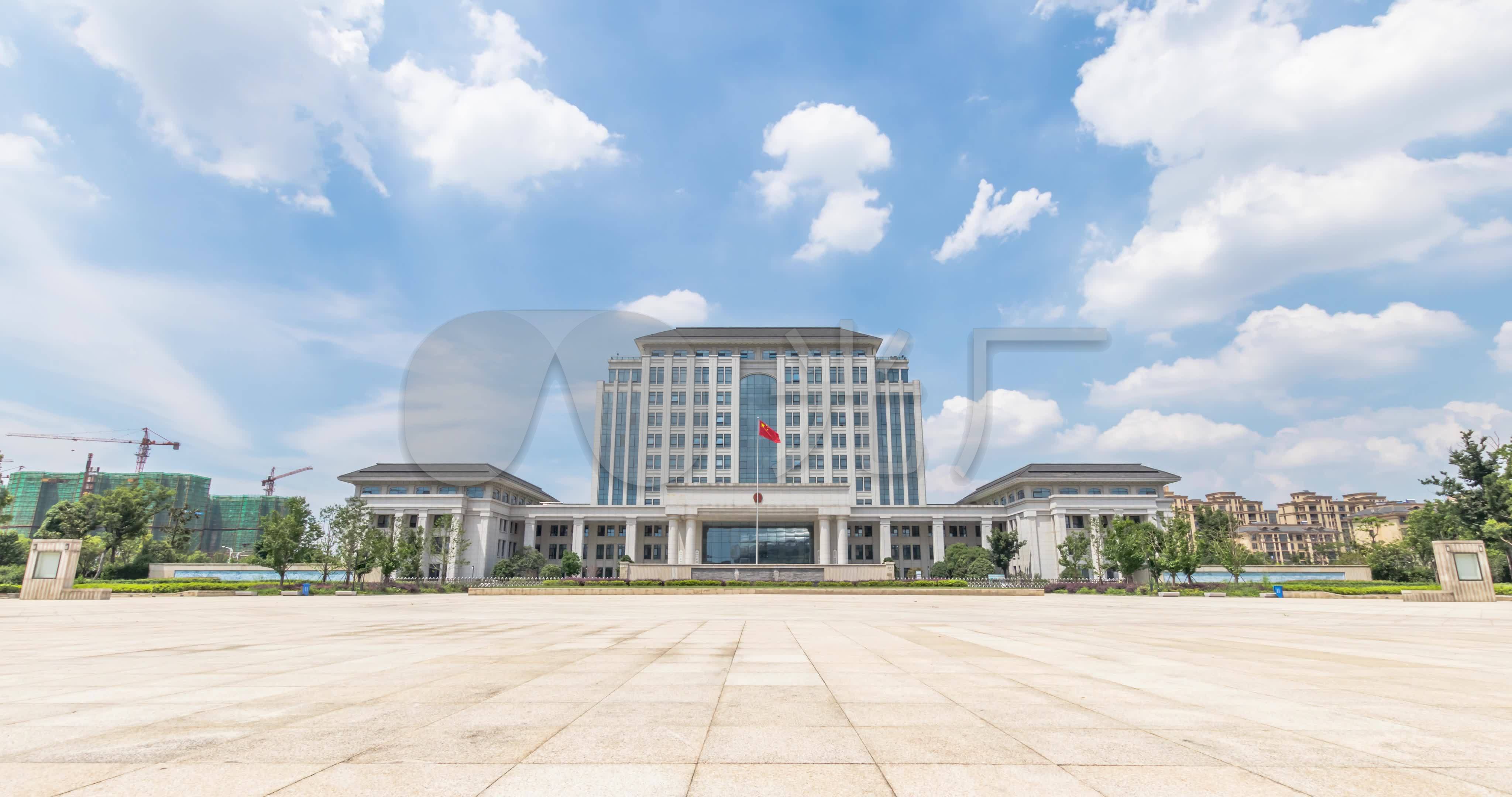 瓜沥镇政府大楼延时摄影_4096x2160_高清视频素材下载(编号:6665365)