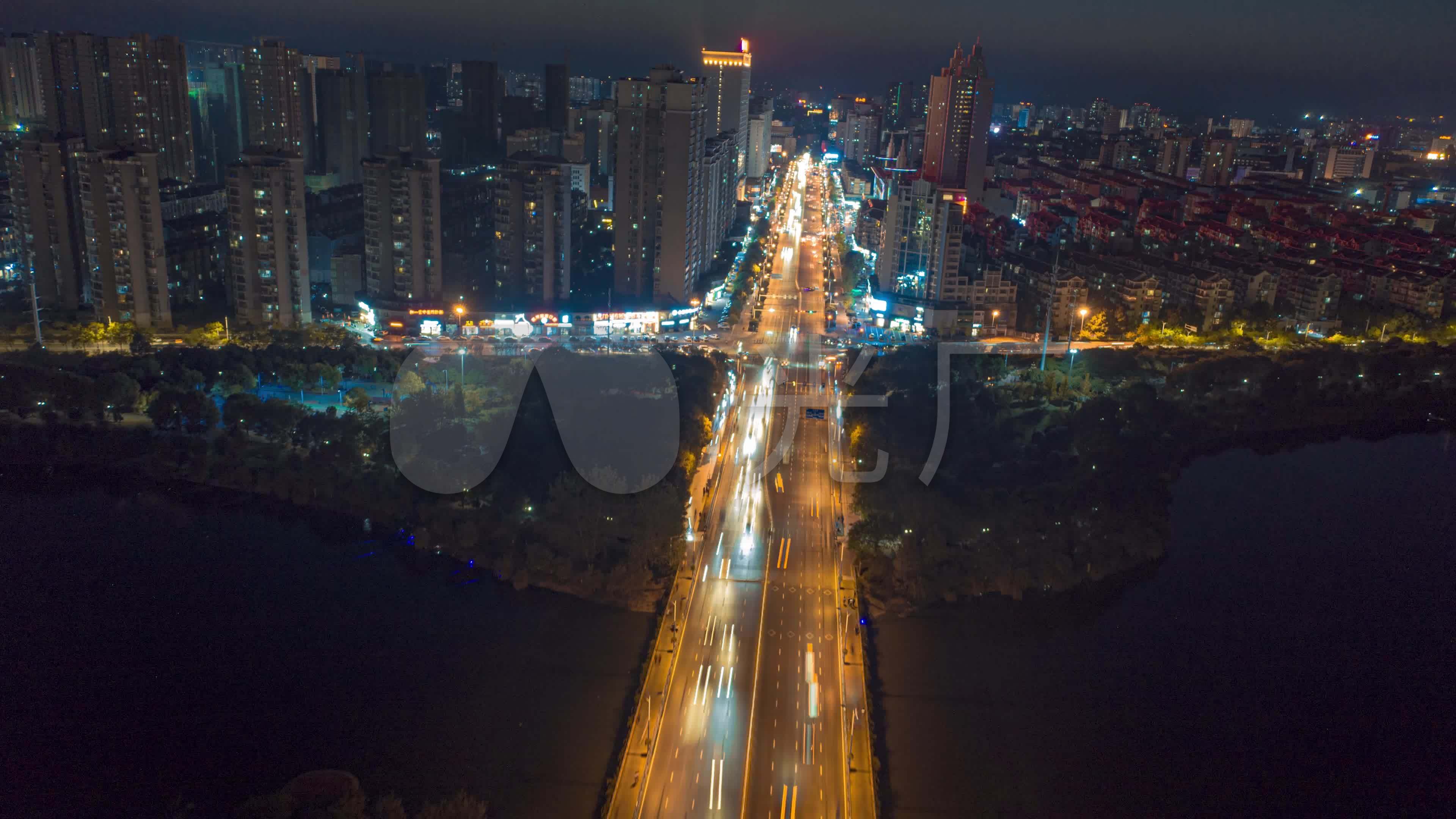 4k航拍孝感城市夜景车流延时素材_3840x2160_高清视频素材下载(编号