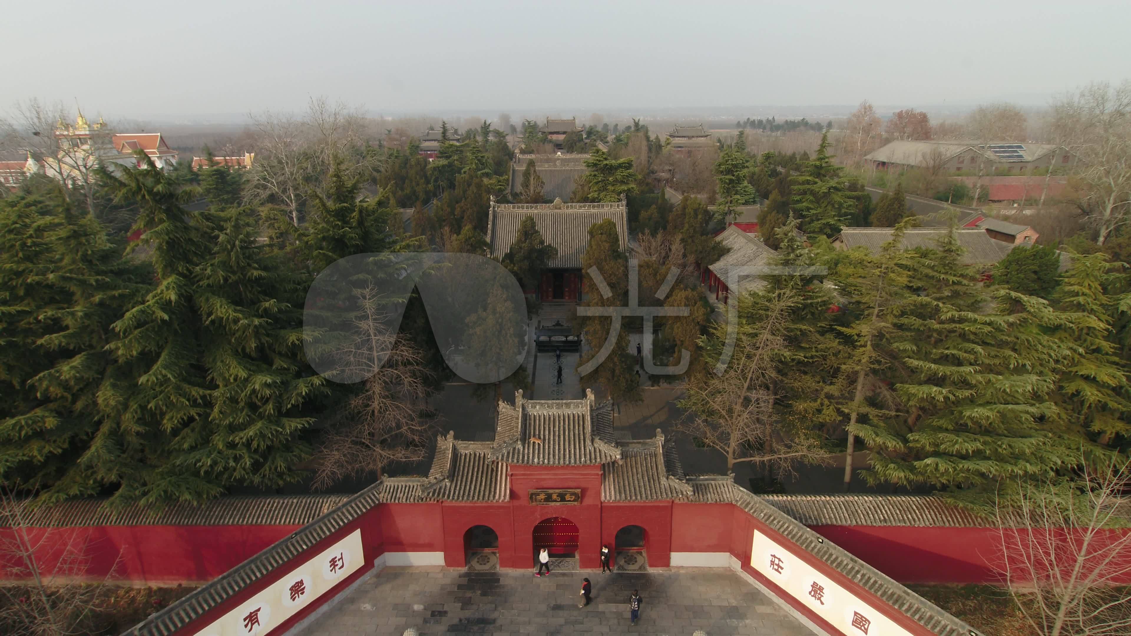 航拍白马寺全景_3840x2160_高清视频素材下载(编号:)