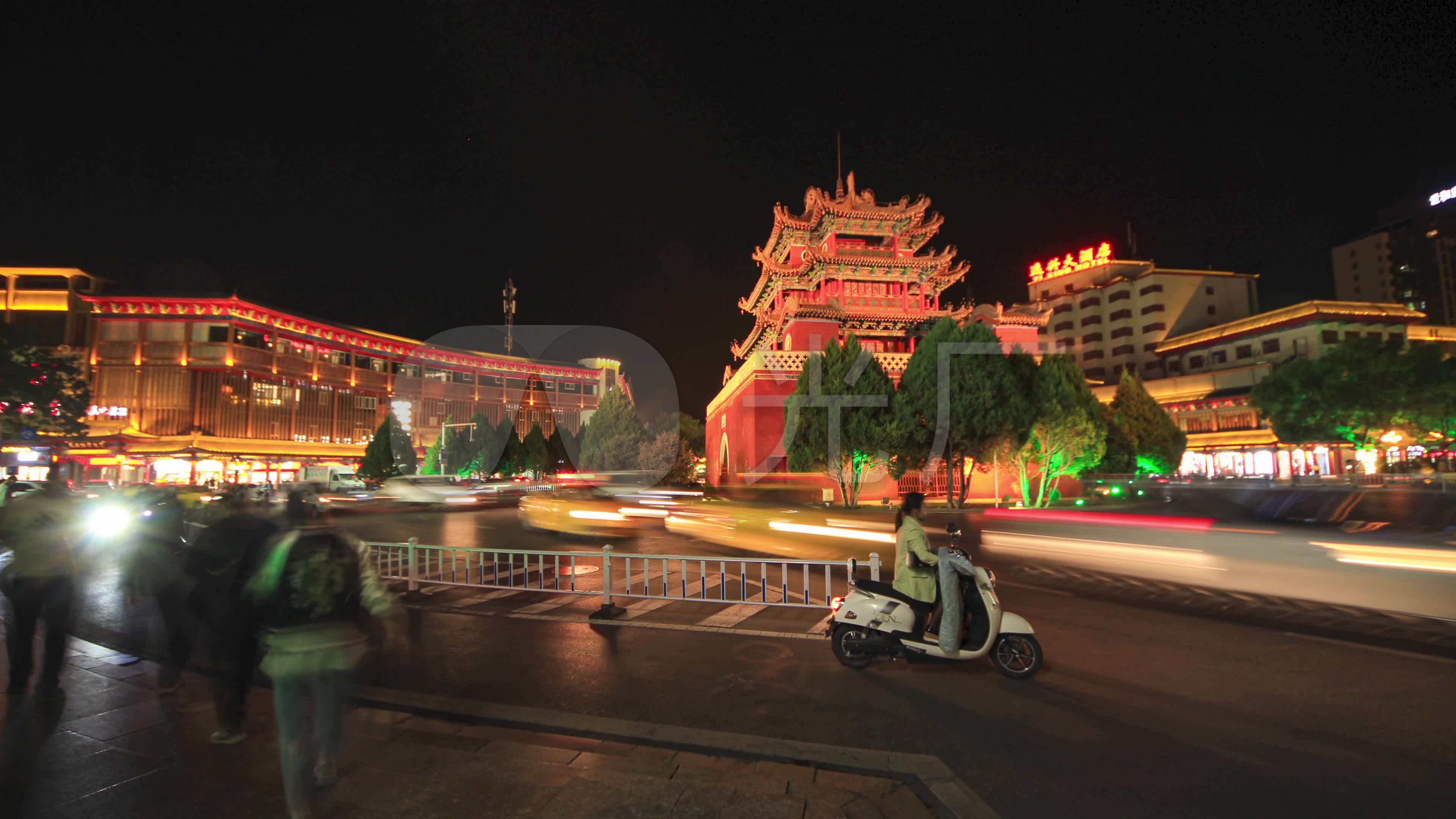 中卫 沙坡头区 鼓楼 夜景 鼓楼南街