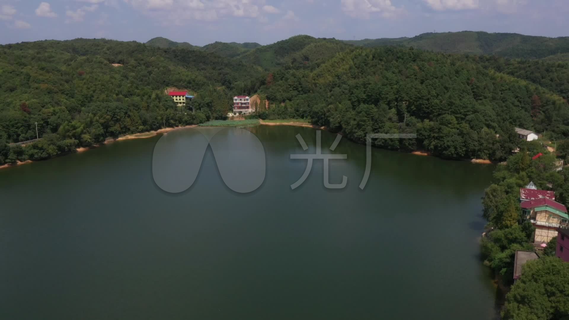 航拍湖南株洲大京水库和白关镇_1920x1080_高清视频