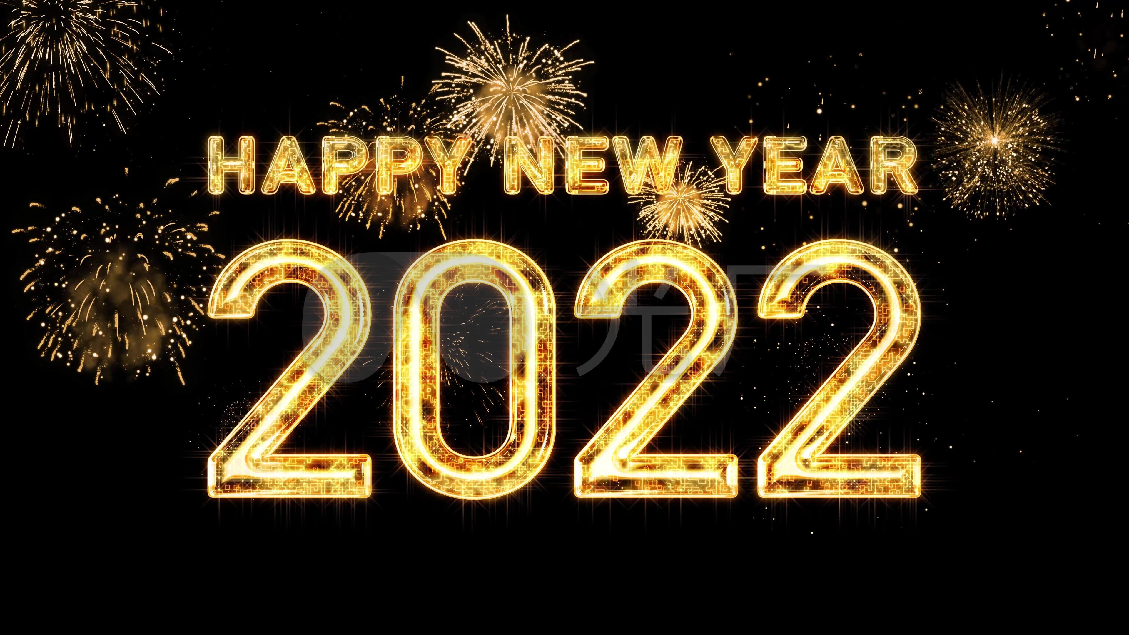 视频素材 影视包装 片头视频 2022金色烟花跨年霓虹灯倒计时开场视频