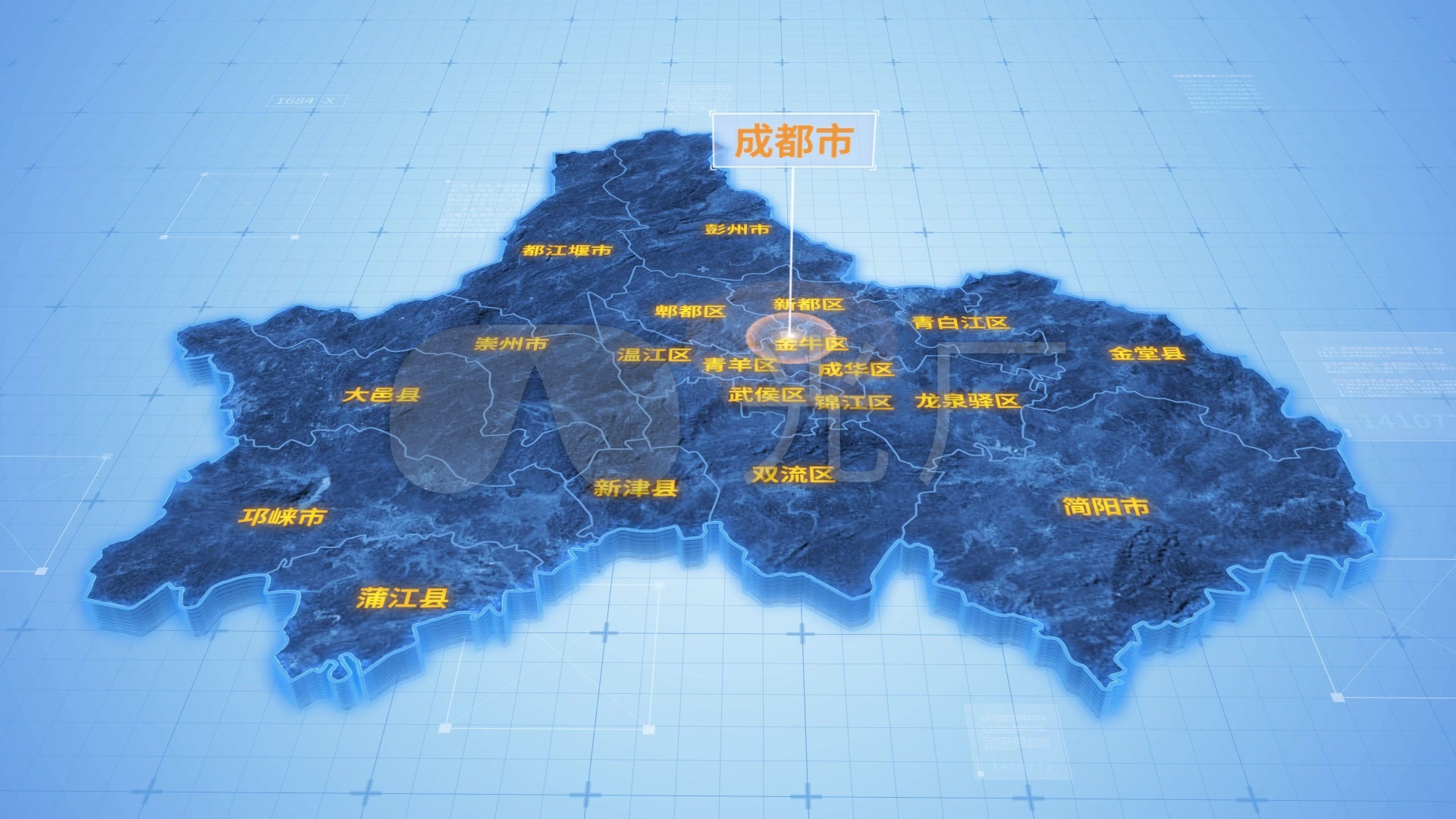 四川成都市三维科技地图