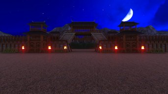 古代军营瞭望楼城门动画-夜景视频素材