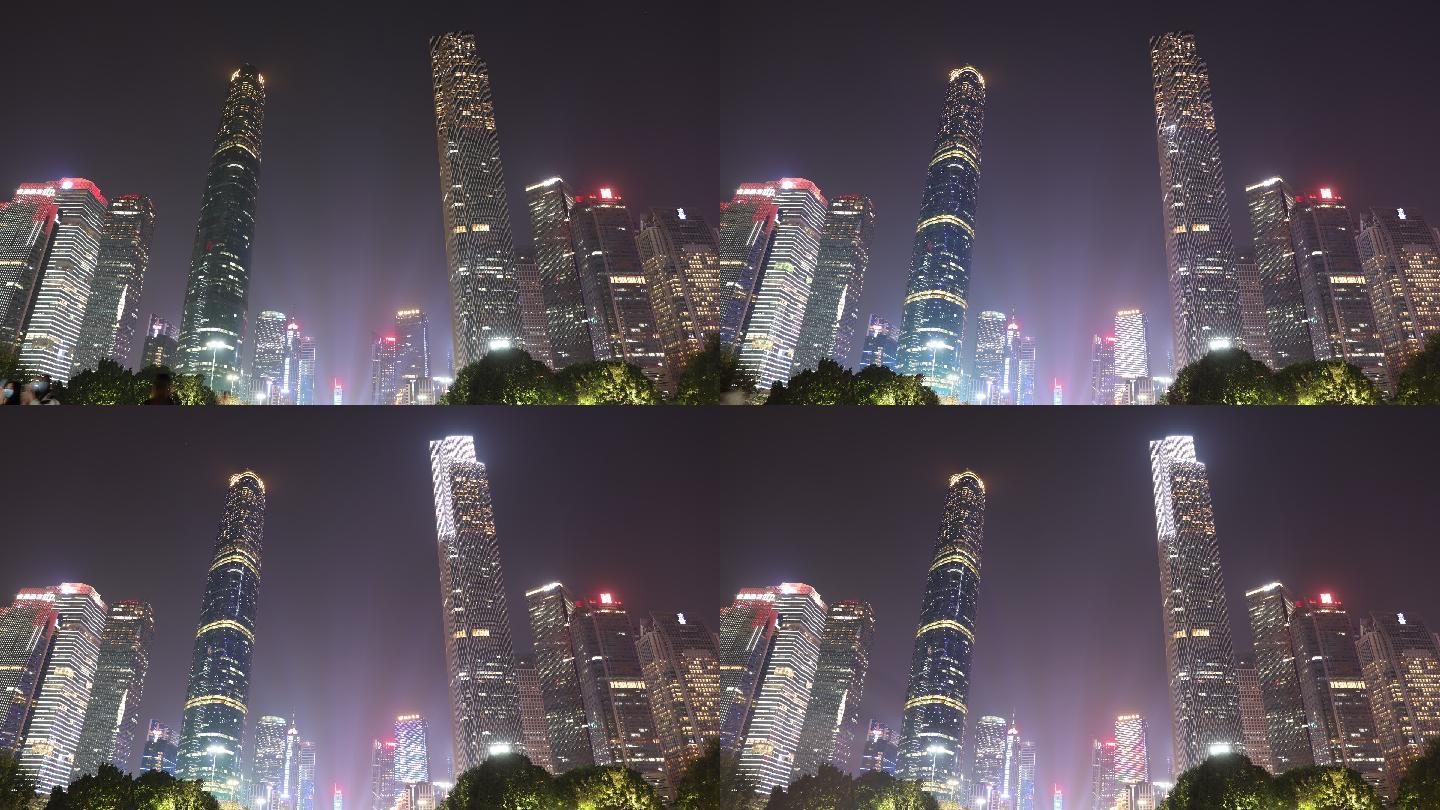 广州珠江新城新中轴线建筑亮灯