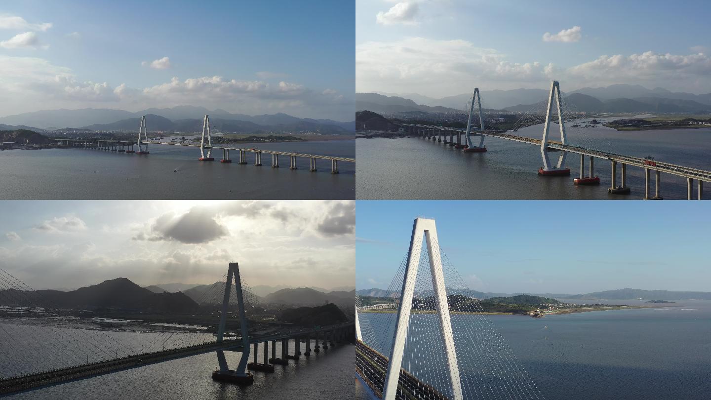 航拍玉环乐清湾跨海大桥二桥一镜到底1