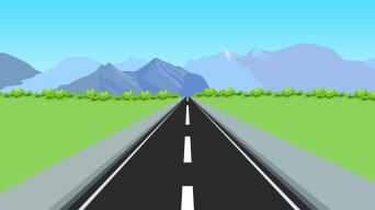 道路景观与山脉动画视频素材